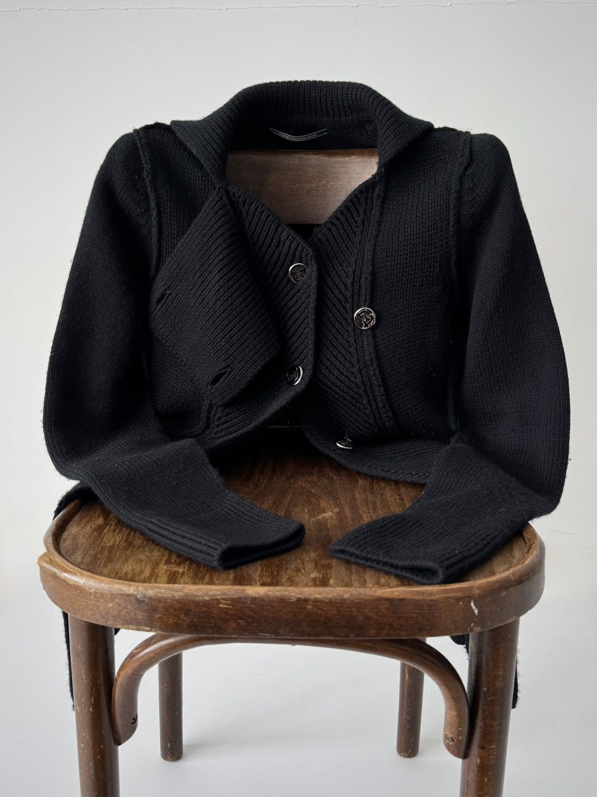 Marithe + Francois Girbaud Women's Marithe Francois Girbaud Black Wool Knit Sweater Size M / US 6-8 / IT 42-44 - 3 Thumbnail