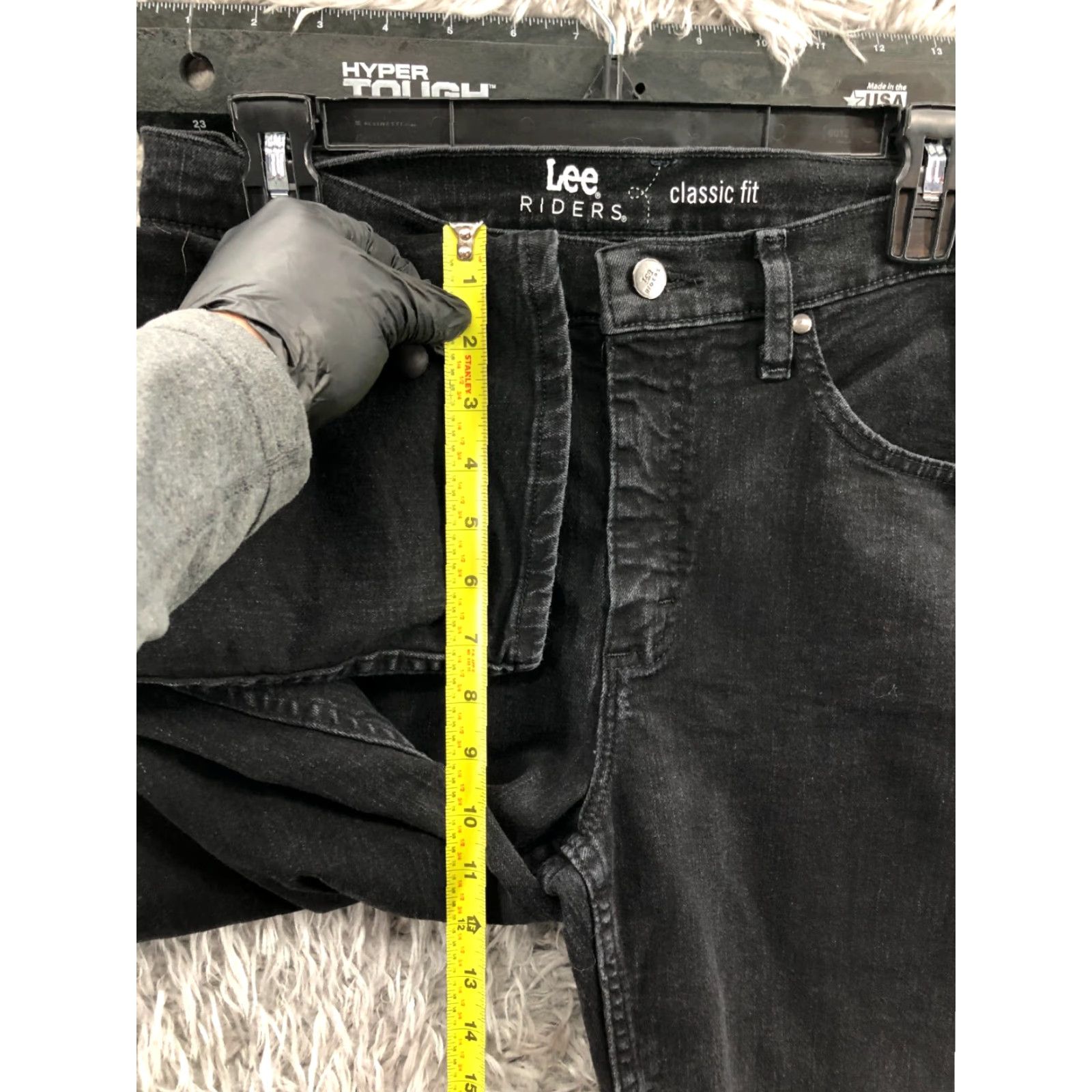 Lee Lee Jeans Womens Classic Straight Dark Wash Black 12 Regular Cotton Denim 31 Inseam 5-Pocket Zipper Button Belt Loops Mid Rise Vintage No Size 34" / US 12 / IT 48 - 4 Thumbnail