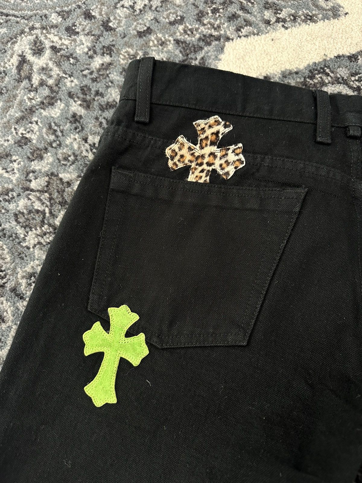 Chrome Hearts Chrome Hearts Black Cheetah Lime Cross Patch Jeans Size US 34 / EU 50 - 15 Thumbnail