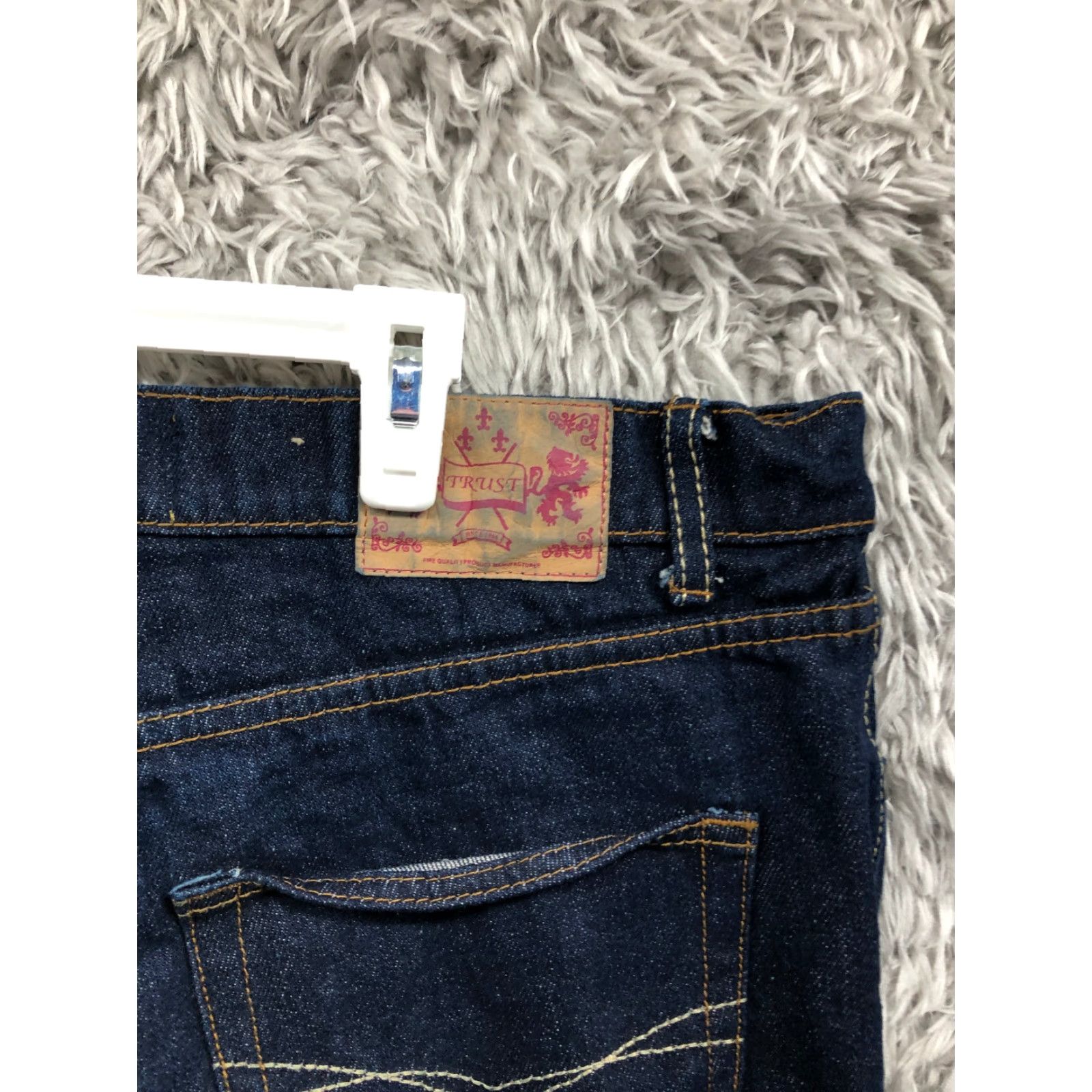 Denime Trust Jeans Mens Mid Rise Straight Leg Dark Wash Blue Denim Jeans 36x32 Regular Belt Loops 5-Pocket Size US 36 / EU 52 - 6 Thumbnail