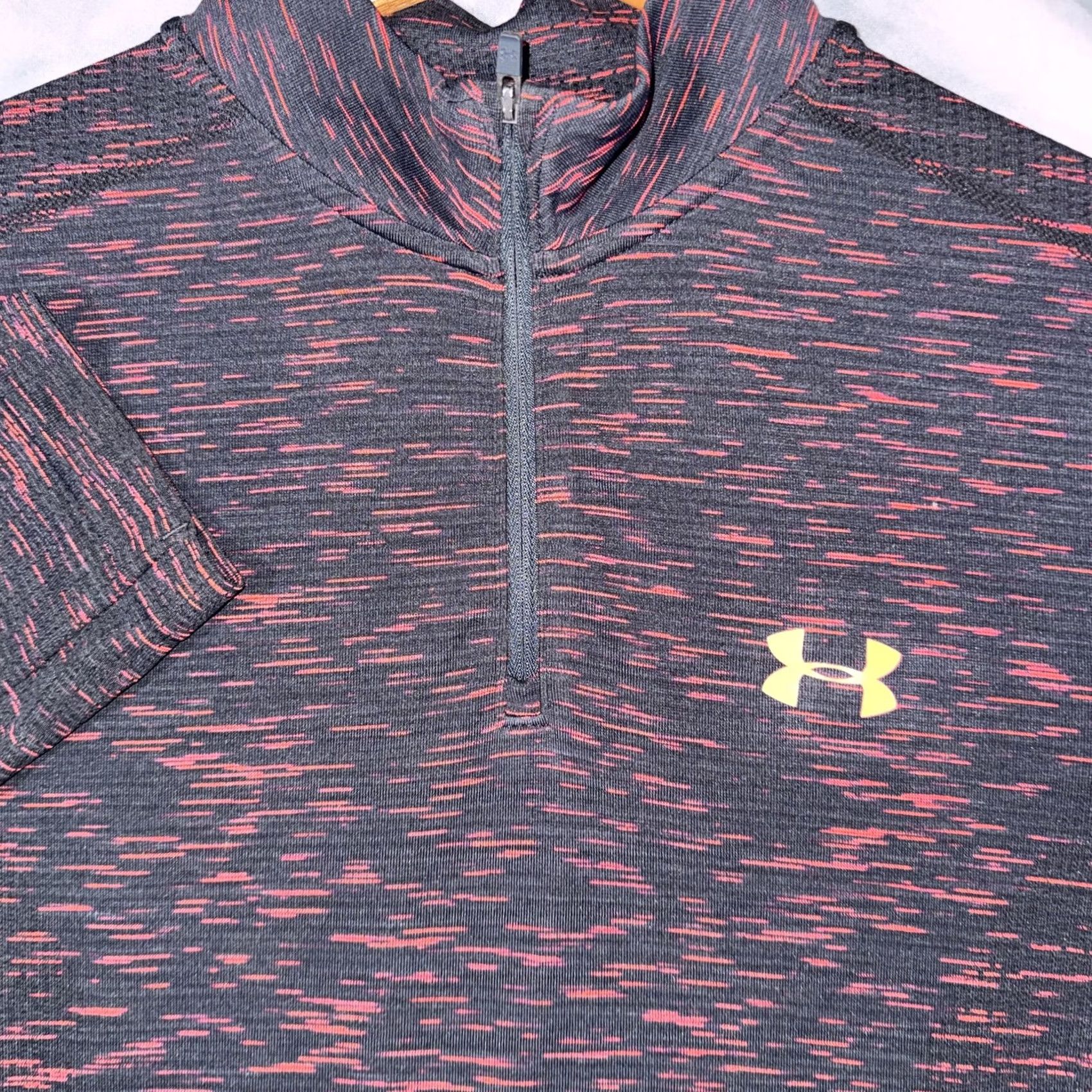 Under Armour Under Armour Threadborne HeatGear Pullover Long Sleeve Quarter Zip Men's Large Black 1/4 Zip Raglan Sleeve Moisture Wicking Quick Dry Lightweight Size US L / EU 52-54 / 3 - 4 Thumbnail