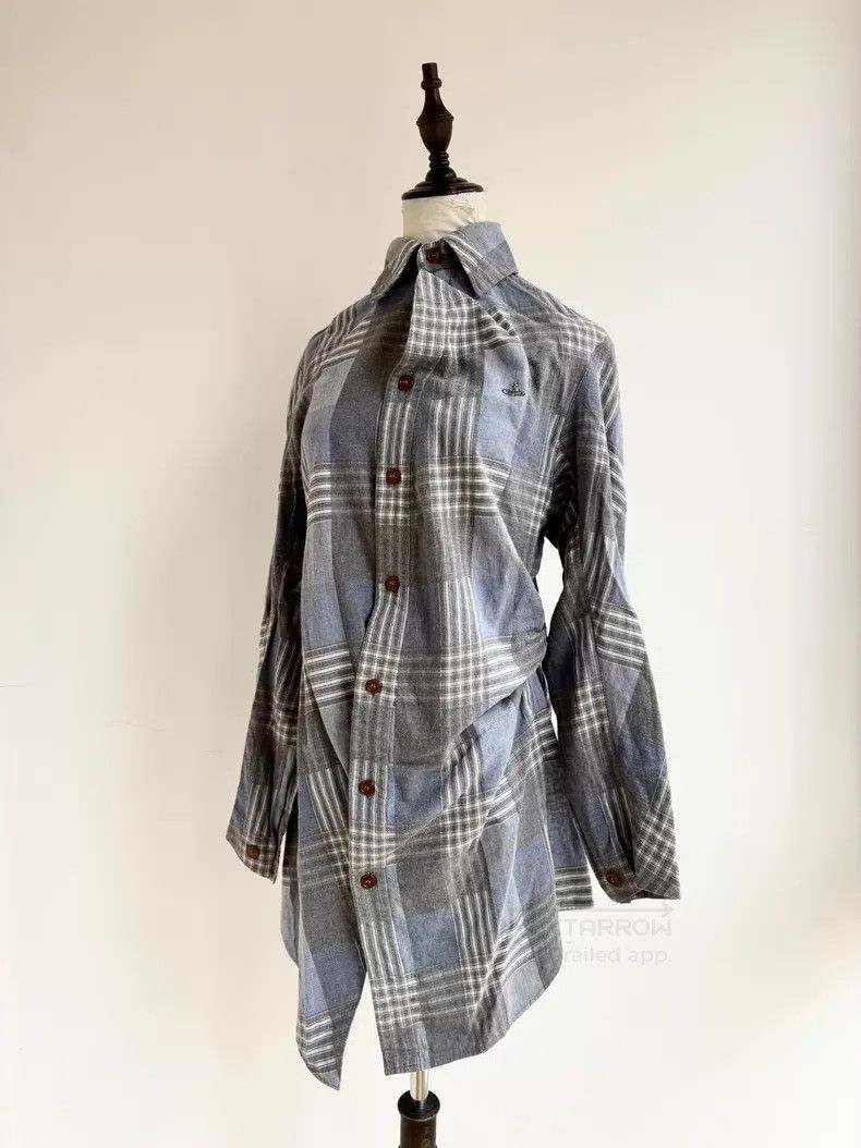 Vivienne Westwood Vivienne Westwood Vintage Blue Grey Plaid Irregular Shirt Size M / US 6-8 / IT 42-44 - 2 Thumbnail