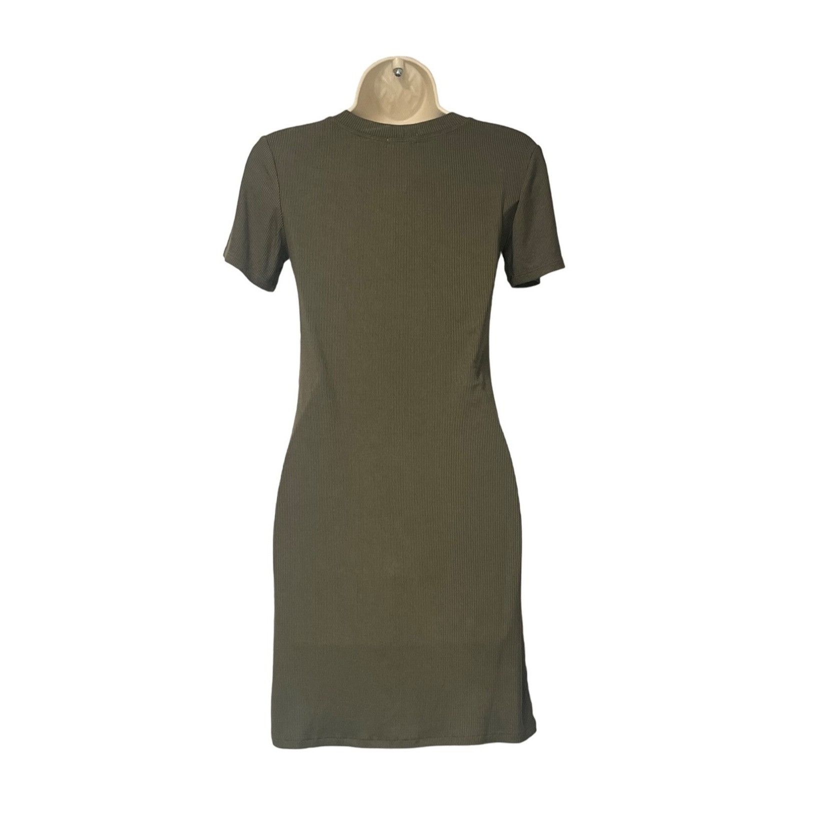 BP. BP. Front Slit Rib T-Shirt Dress in Olive Sarma, Sz. XS Size XS / US 0-2 / IT 36-38 - 6 Thumbnail