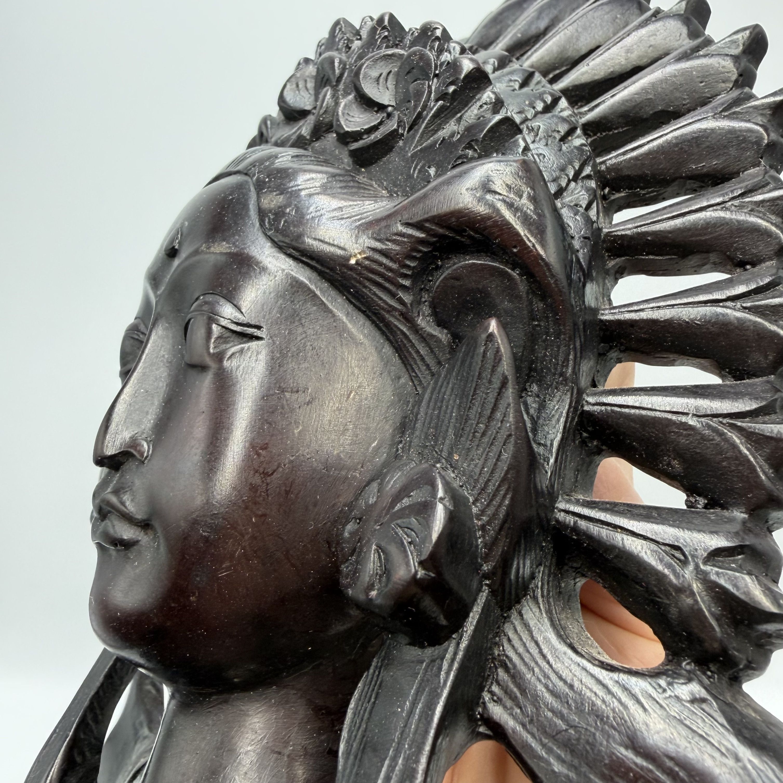 Vintage Vintage Indonesian Ebony Wood Dancer Wall Mask Hand Carved Size ONE SIZE - 4 Thumbnail