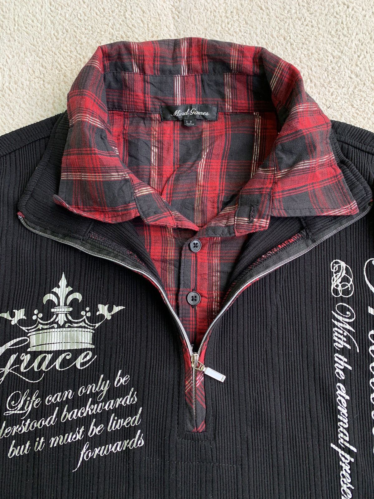 Japanese Brand Double Layer Poem Long Sleeve punk style Size US L / EU 52-54 / 3 - 6 Thumbnail
