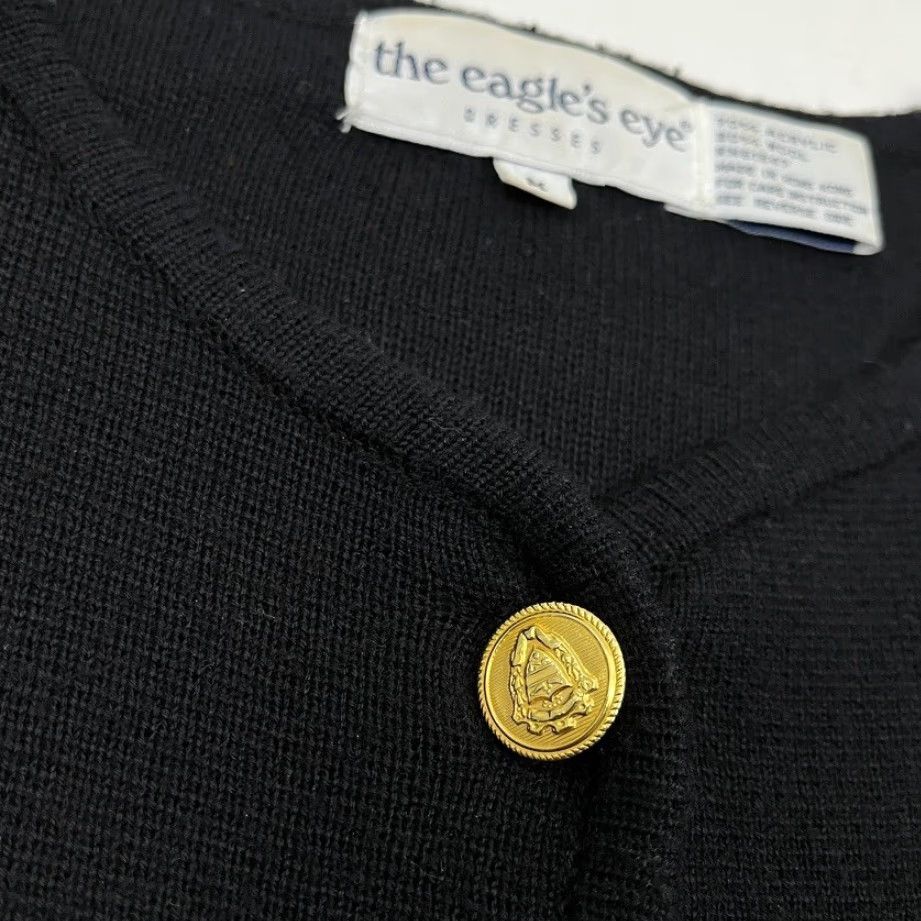Vintage VINTAGE Eagles Eye Cardigan Womens M Black Wool Heart Crown Patch Academia Prep 90s Size M / US 6-8 / IT 42-44 - 7 Thumbnail