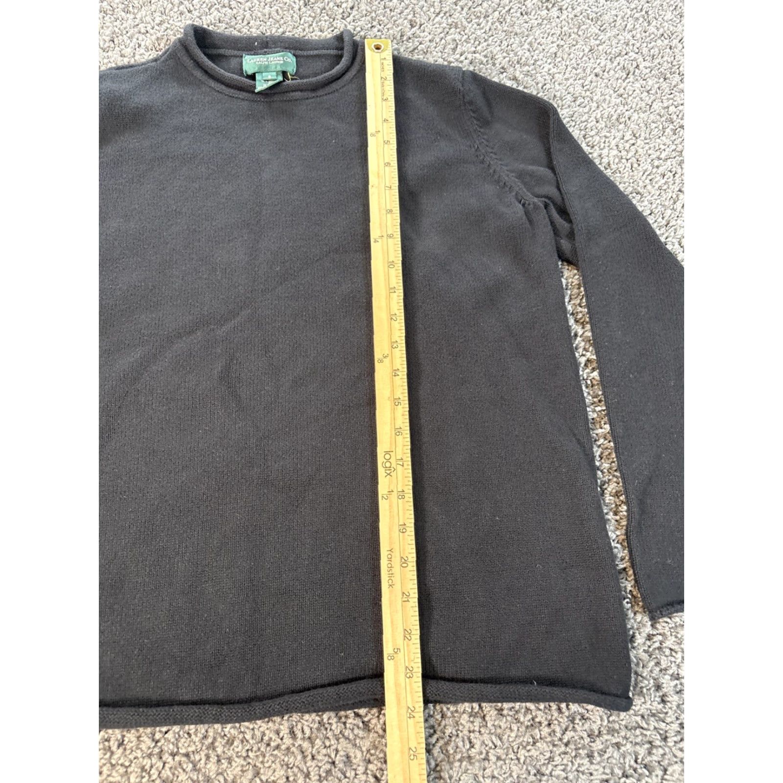 Ralph Lauren VINTAGE Lauren Ralph Lauren Roll Neck Sweater Mercerized Black 100% Cotton Womens L Knit Pullover Navy Blue Casual 90s Ladies Size L / US 10 / IT 46 - 2 Thumbnail