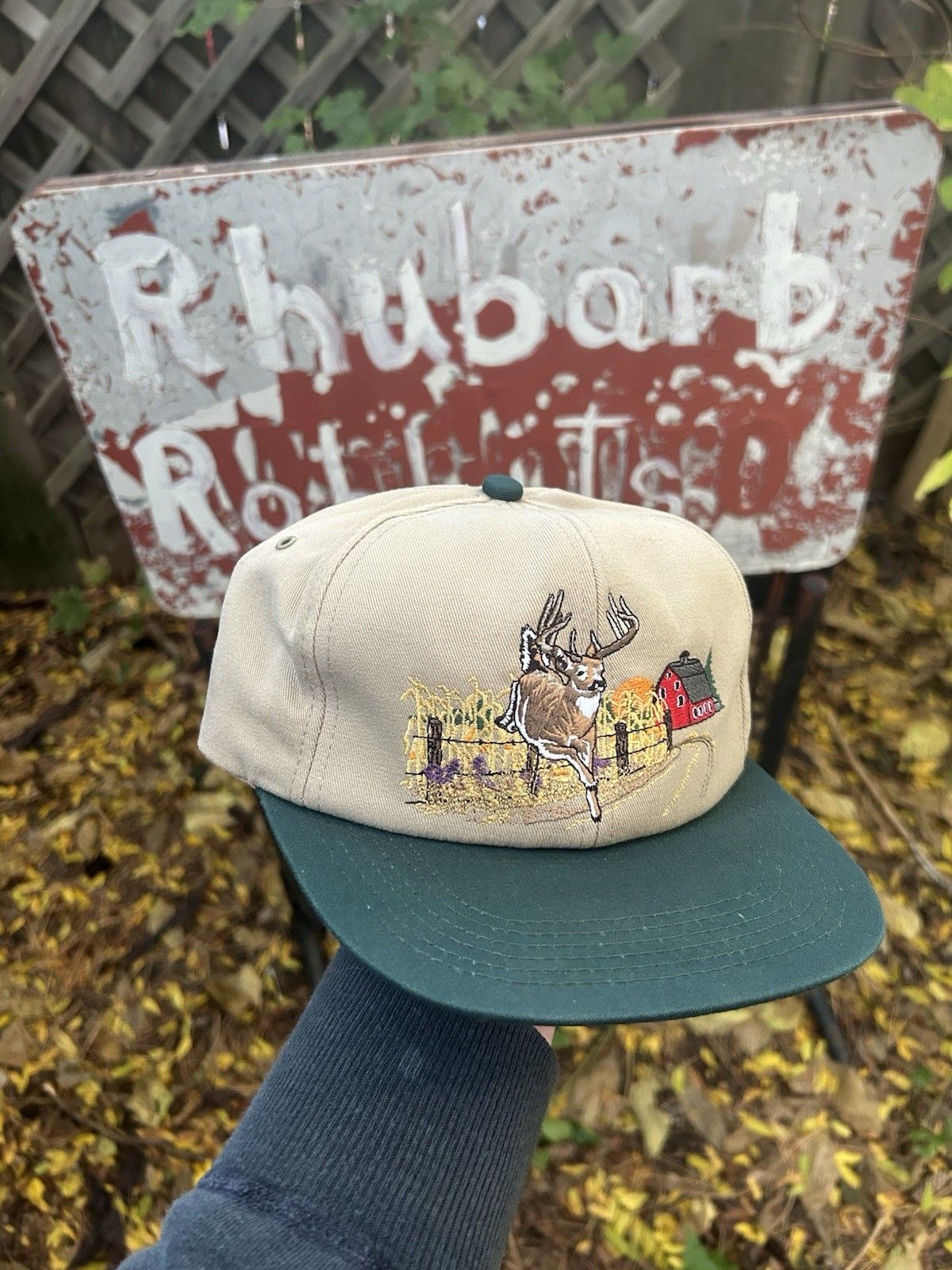 Vintage 80s snapback hat purina chow embroidered deer buck farm USA Size ONE SIZE - 1 Thumbnail