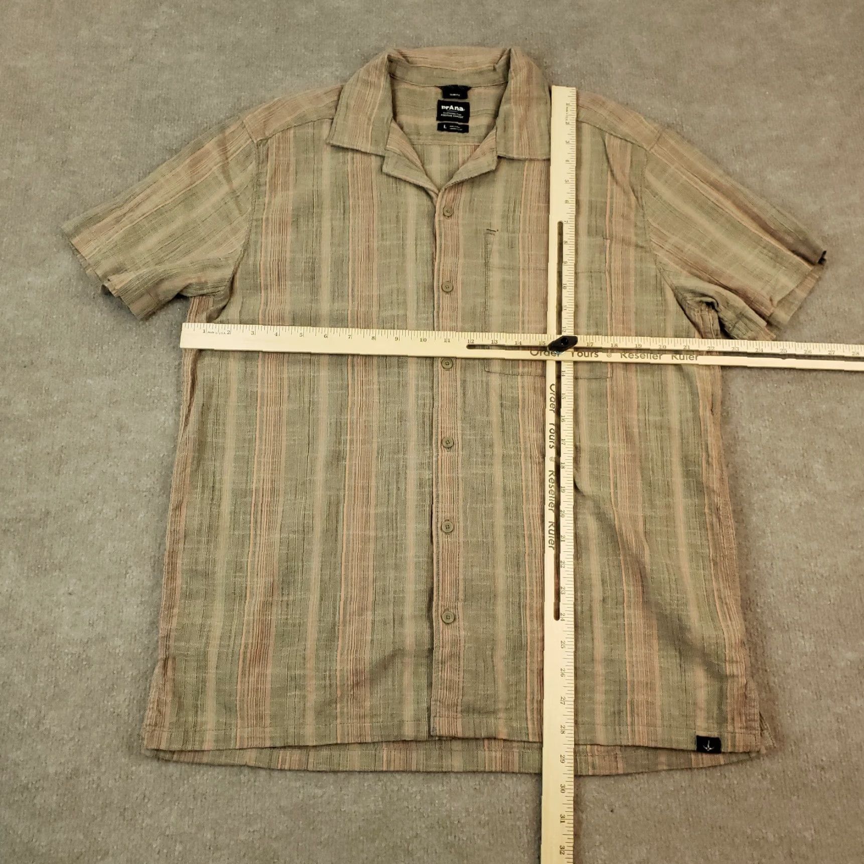 Prana prAna Slim Fit Button-Up Shirt Mens Large Brown Pink Striped Casual Workwear Size US L / EU 52-54 / 3 - 2 Thumbnail