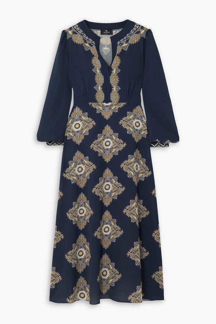Etro ETRO Printed crepe de chine midi dress size IT 38 MSRP $1790 Size XS / US 0-2 / IT 36-38 - 1 Thumbnail