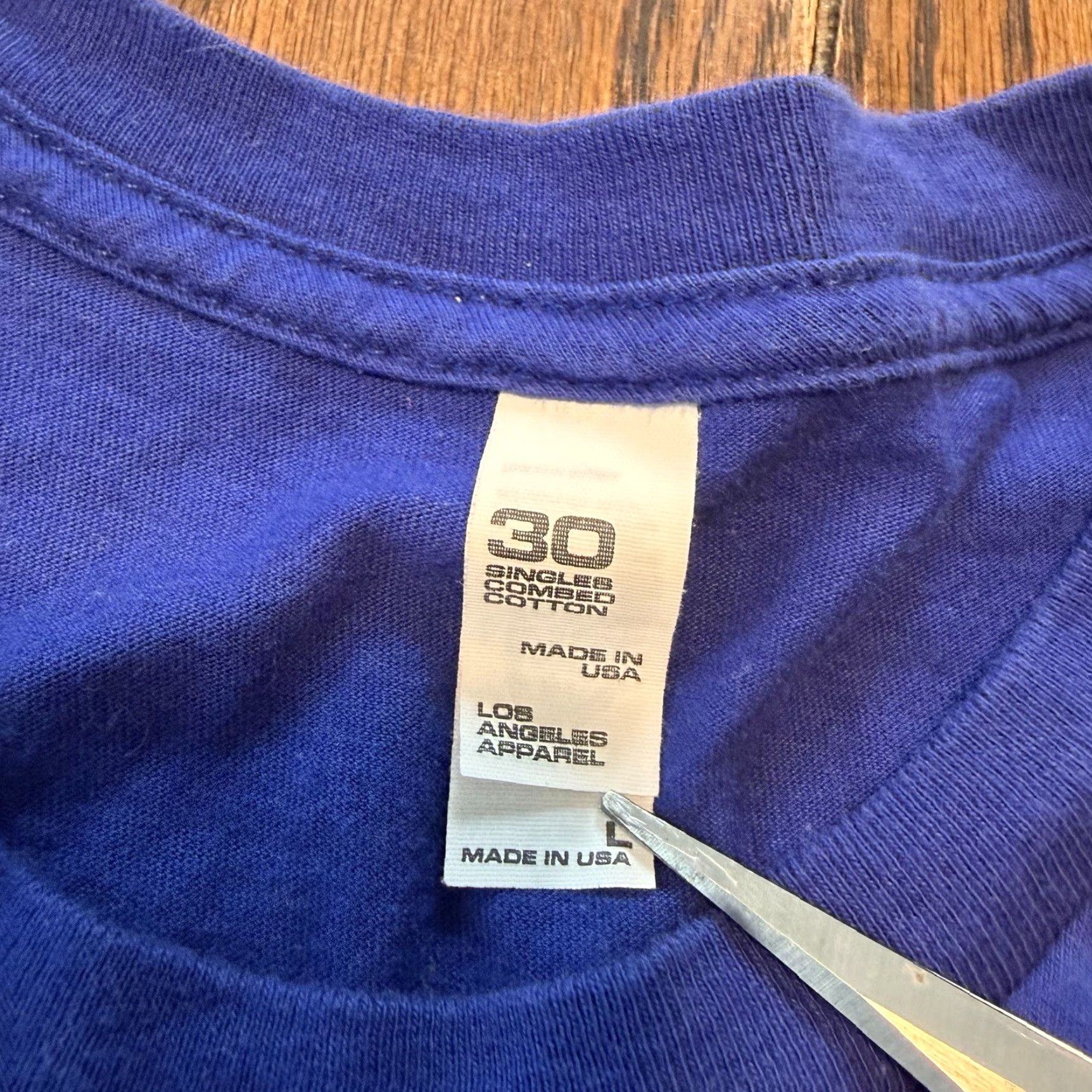 Los Angeles Apparel Los Angeles Apparel Short Sleeve T Shirt Men’s Large 30 Singles Cotton USA Blue Size US L / EU 52-54 / 3 - 2 Thumbnail