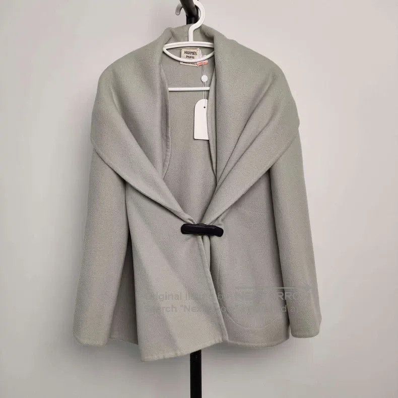 Hermes Hermes Light blue woolen coat Size XXS / US 00 / IT 34 - 1 Thumbnail