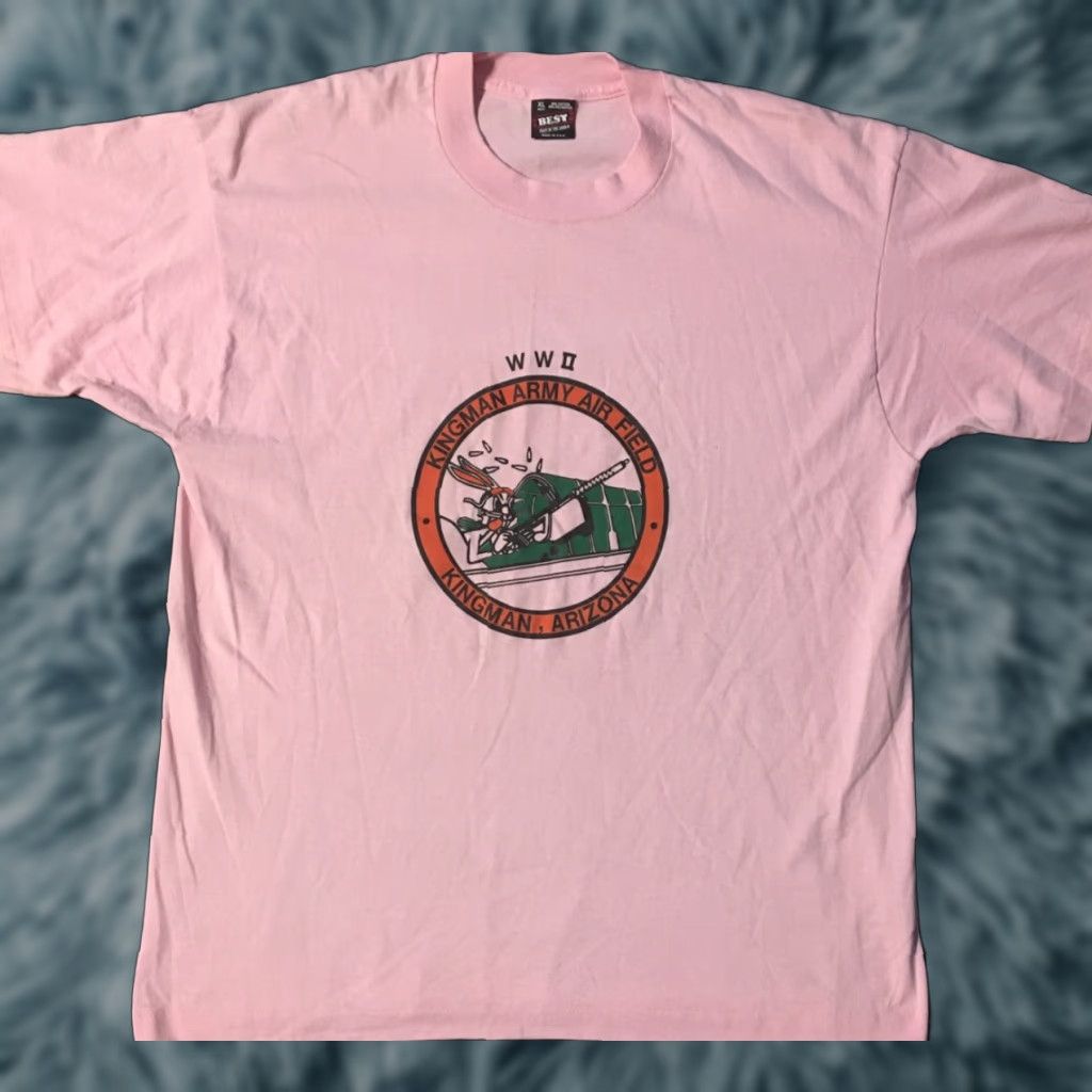 Fruit Of The Loom VINTAGE 90s USA Army Shirt XL Pink US Navy Marine Grunge Cartoon Kingman Arizona Air Field Single Stitch Graphic Tee Men XS? Size US XL / EU 56 / 4 - 1 Thumbnail