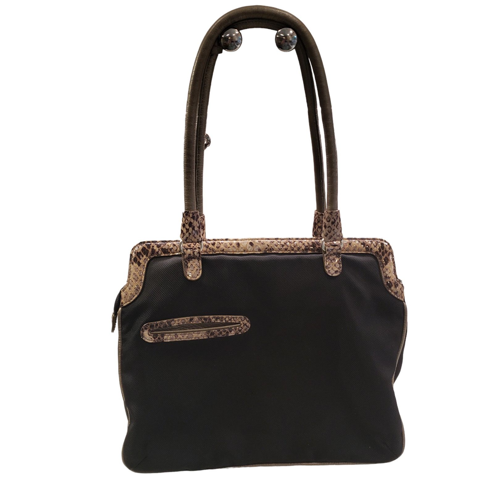 Brighton Womens Brighton Handbag Faux Python Trim Shoulder Bag Black Size ONE SIZE - 11 Thumbnail