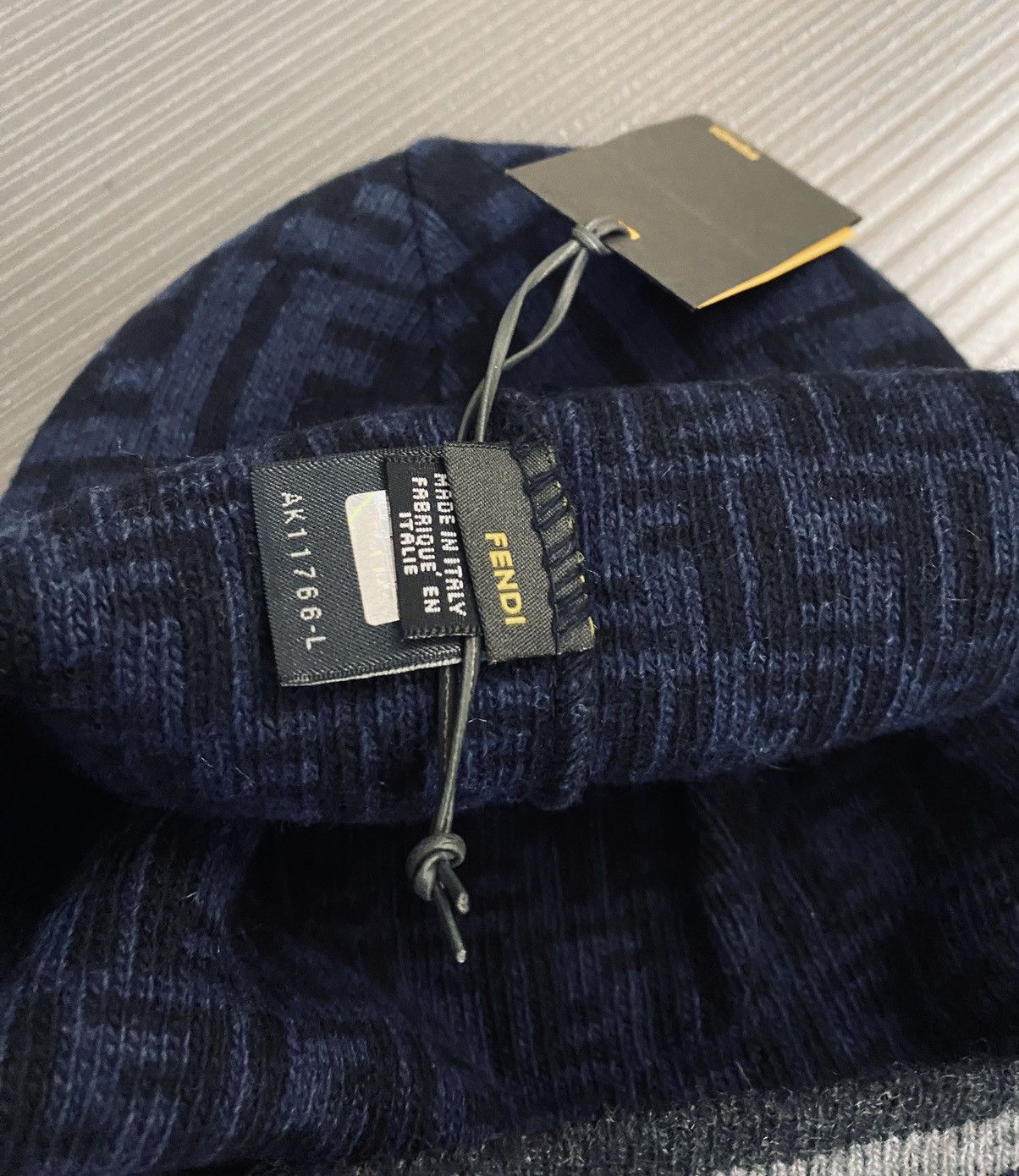 Fendi Fendi 🇮🇹 Blue/Black Wool blend FF Beanie unisex NEW Size ONE SIZE - 3 Thumbnail