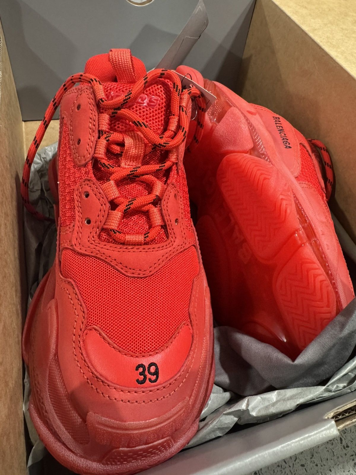 Balenciaga Balenciaga Triple S - Red Clear Soles Size US 9 / IT 39 - 3 Thumbnail