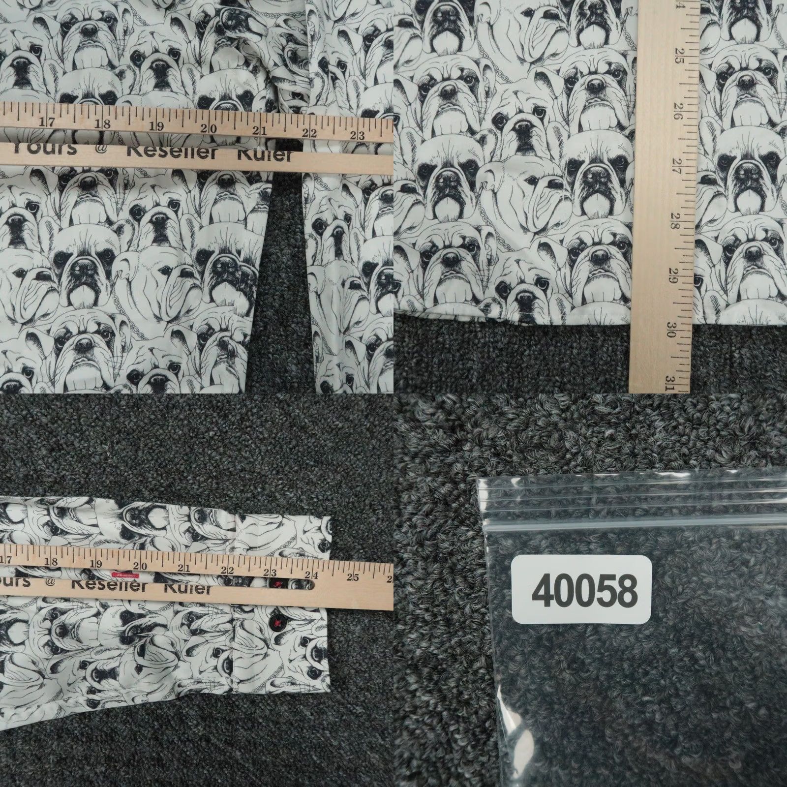 Maceoo Maceoo Shirt Mens Medium White Fibonacci Bulldog Print Long Sleeve Button Up Shirt Size US M / EU 48-50 / 2 - 8 Thumbnail