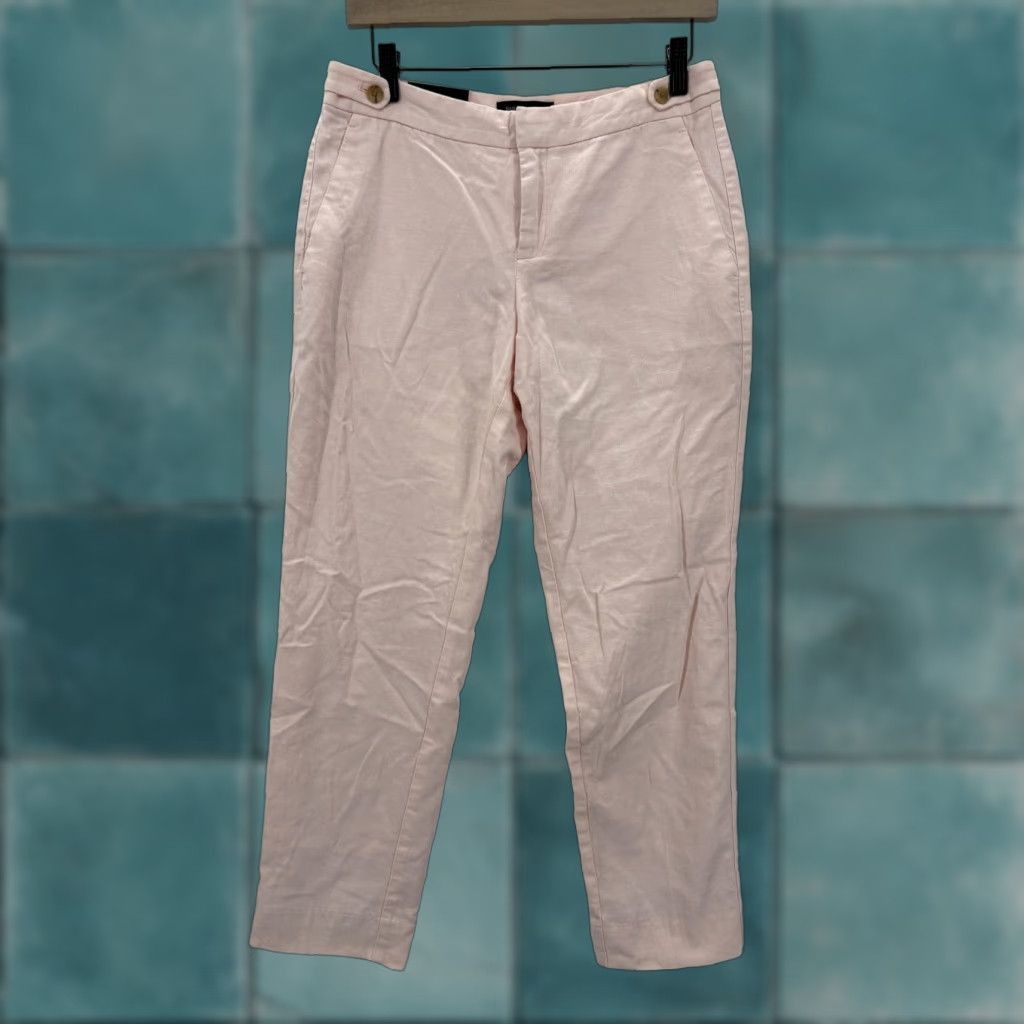 Banana Republic Banana Republic Pants Womens 4 Pink Linen Mid Rise Straight Ankle Stretch Size 27" / US 4 / IT 40 - 1 Thumbnail