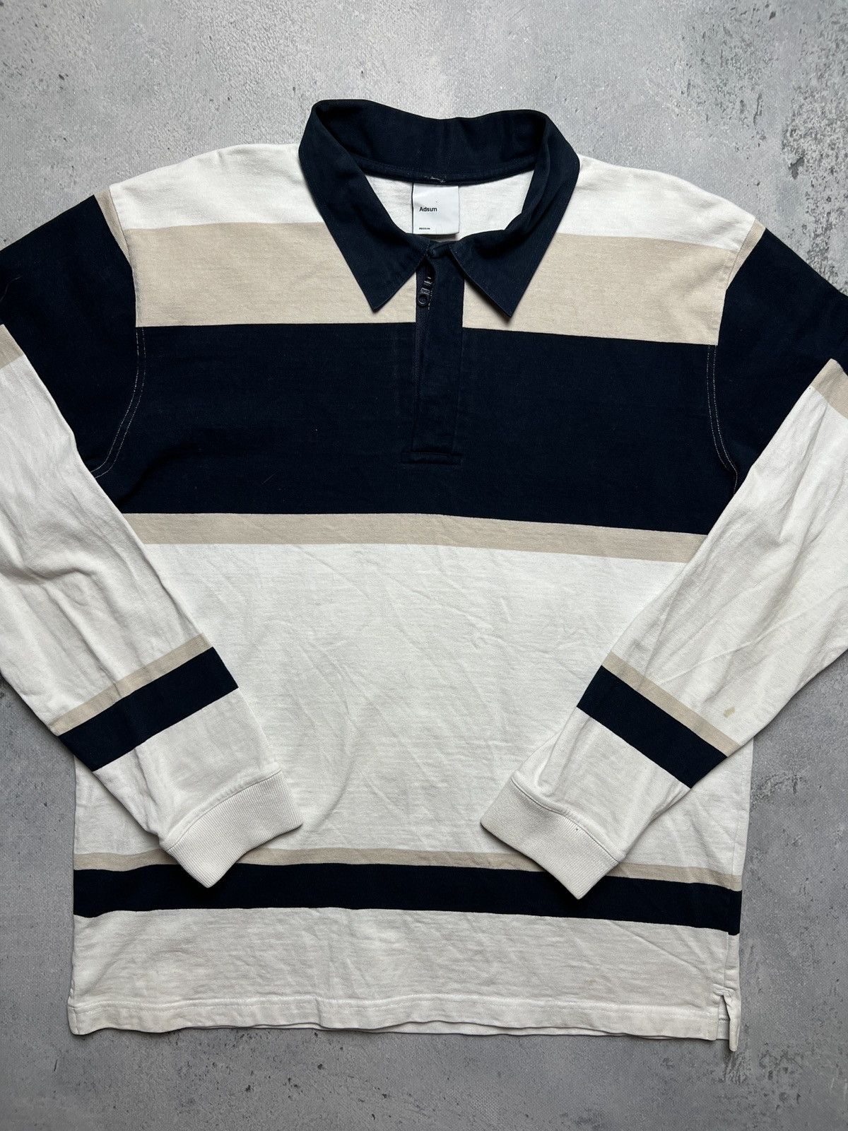 Adsum Adsum Striped Cotton Jersey 1/4 Half-Zip Rugby Shirt y2k lux Size US M / EU 48-50 / 2 - 6 Thumbnail