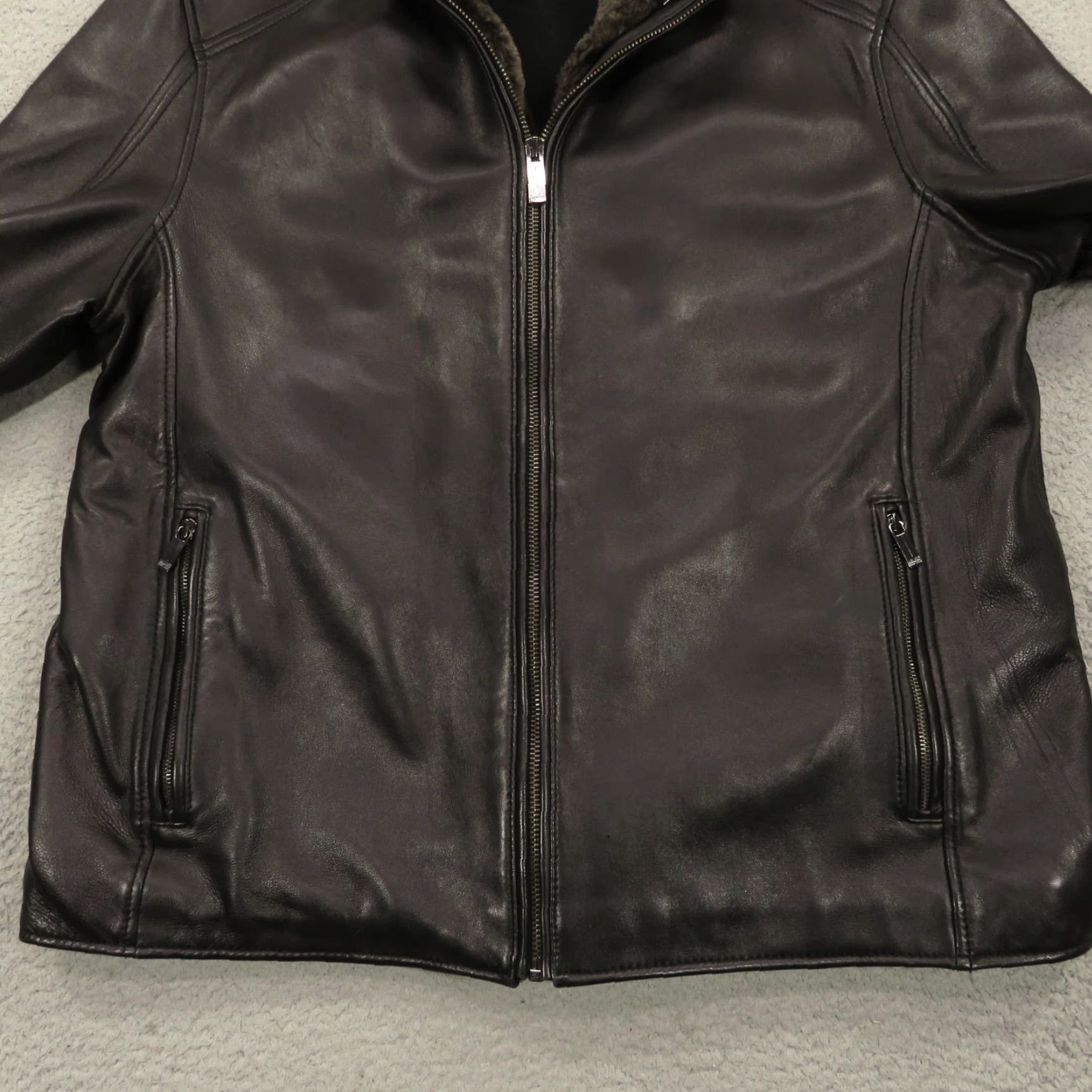 Vintage VINTAGE Andrew Marc New York Jacket Mens Leather Black Removable Fur Liner Wool 3-in-1 Jacket (L) Black Leather 90s Style Size US L / EU 52-54 / 3 - 2 Thumbnail