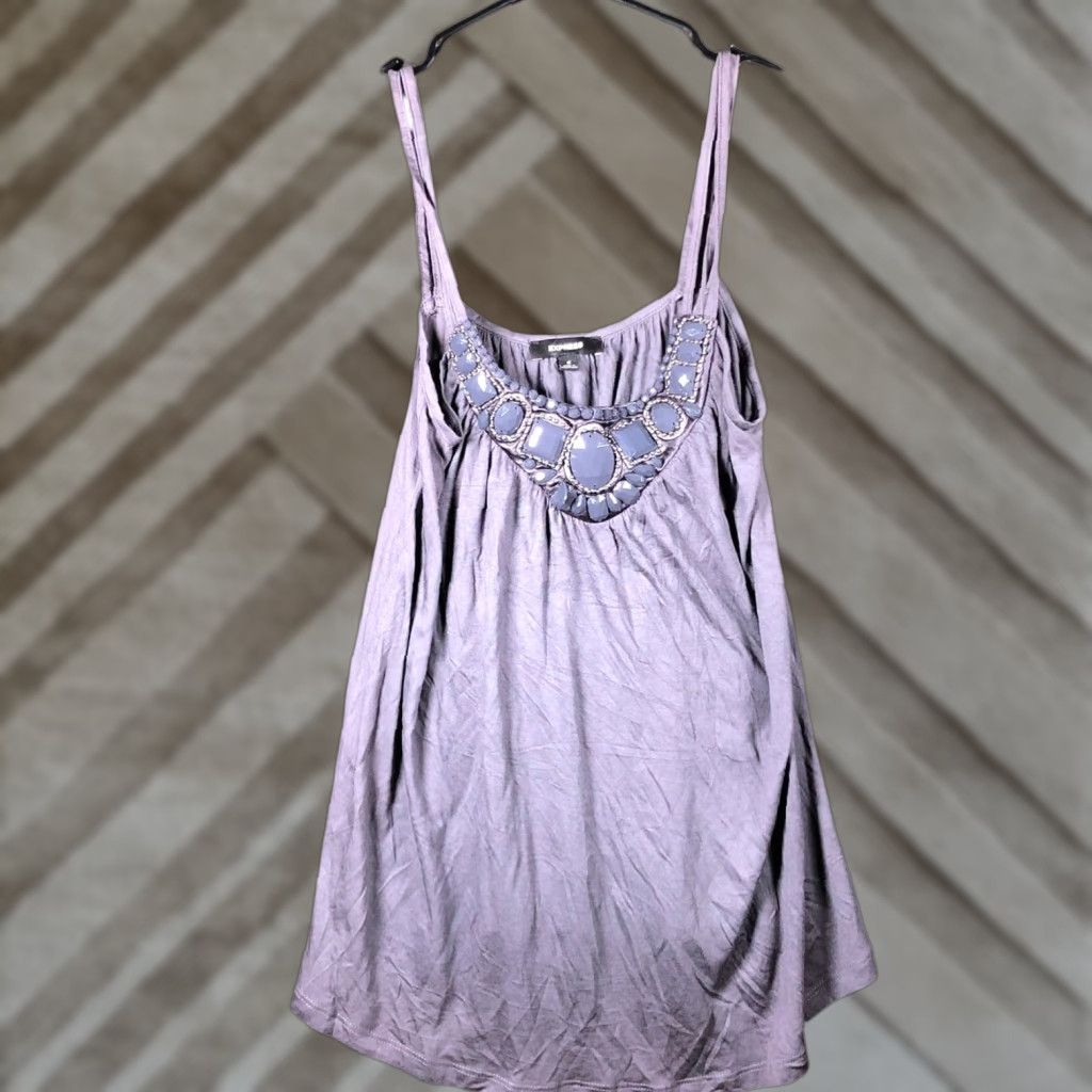 Express Express Blouse Sleeveless Purple Jeweled Tank Small Womens Size S / US 4 / IT 40 - 1 Thumbnail