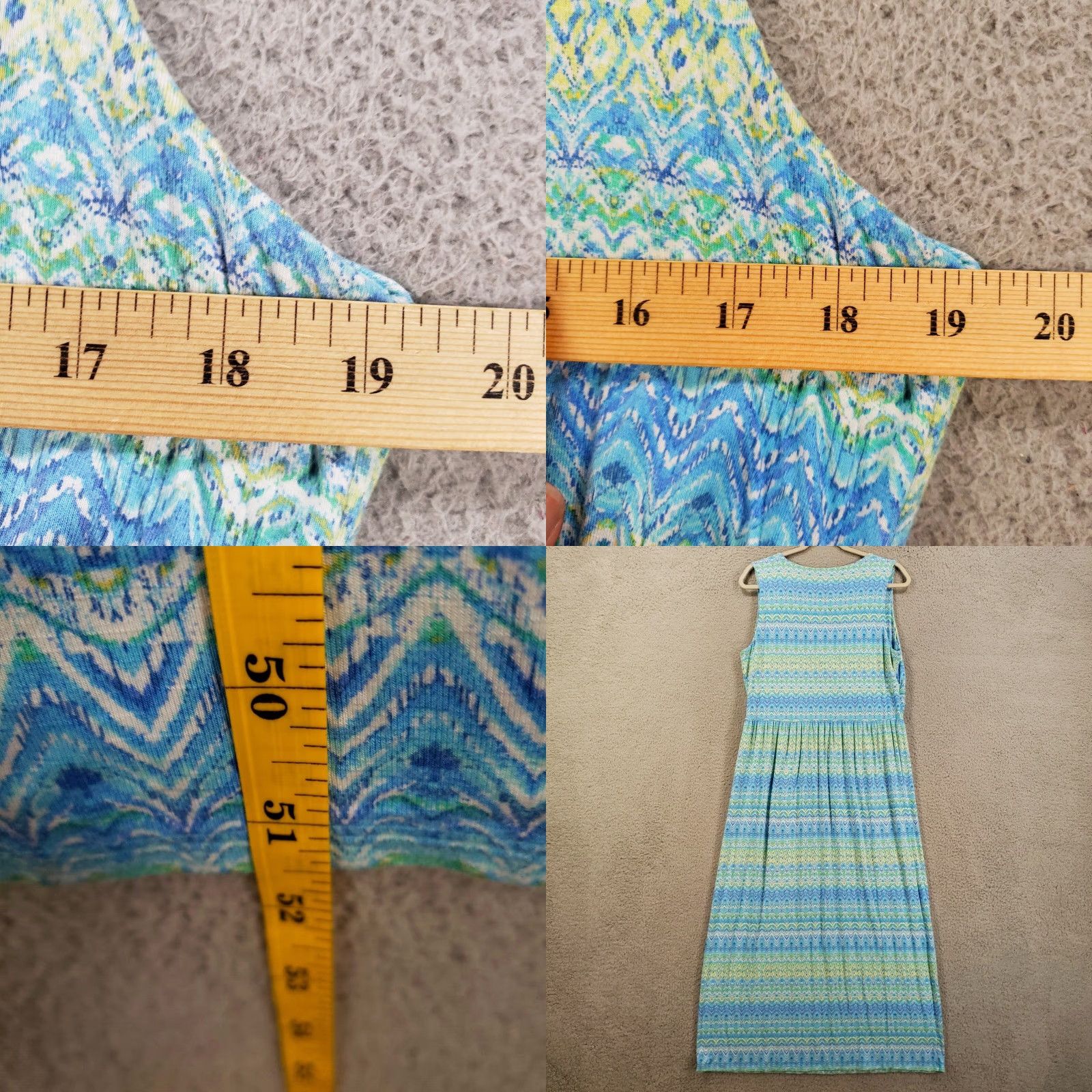J. Jill J Jill Maxi Dress Faux Wrap Womens Medium Stretch Blue Green Yellow Long V Neck Size M / US 6-8 / IT 42-44 - 8 Thumbnail