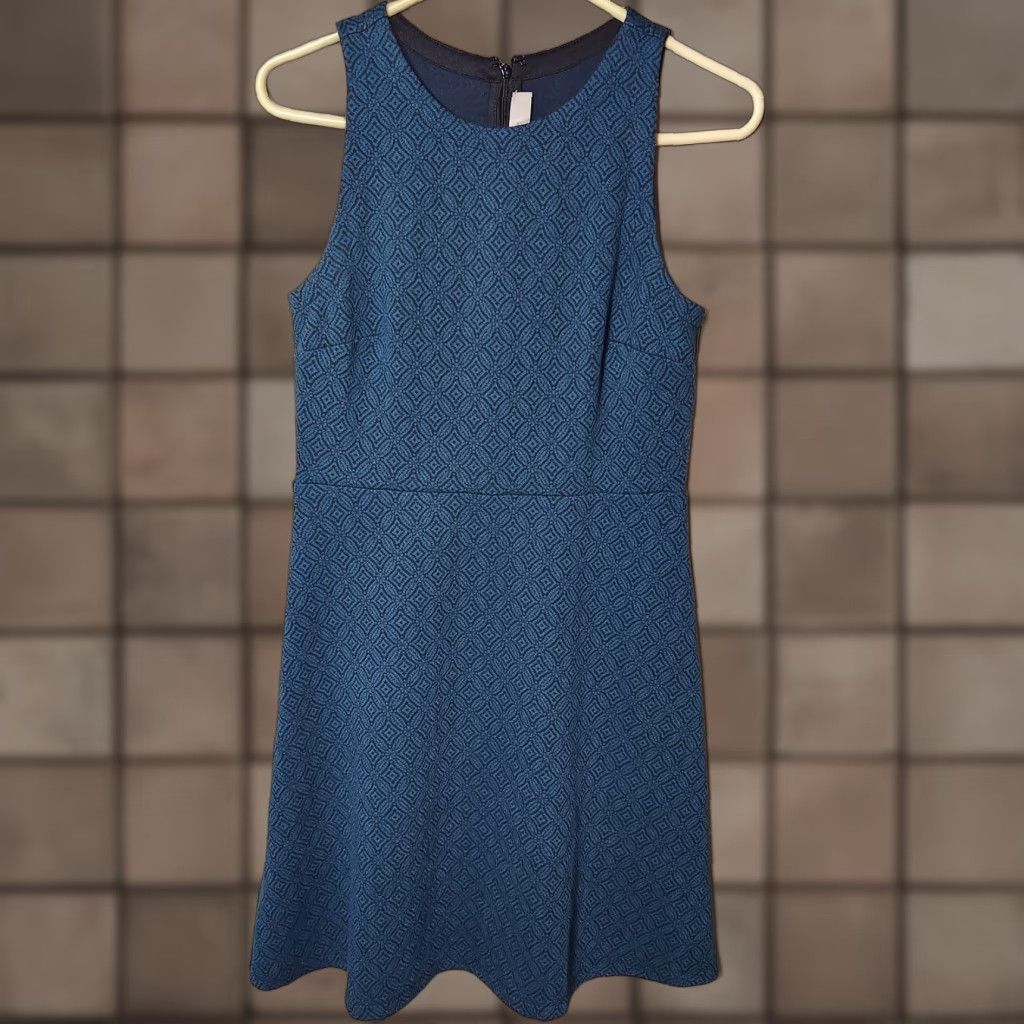Loft VINTAGE Loft Womens Sleeveless Blue Ponte Knit Patterned Sheath Dress-Size 4 Size S / US 4 / IT 40 - 1 Thumbnail