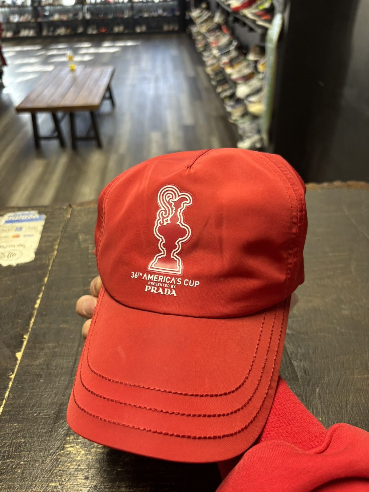 Prada 2003 Luna Rossa challenge sailing red tab line logo hat