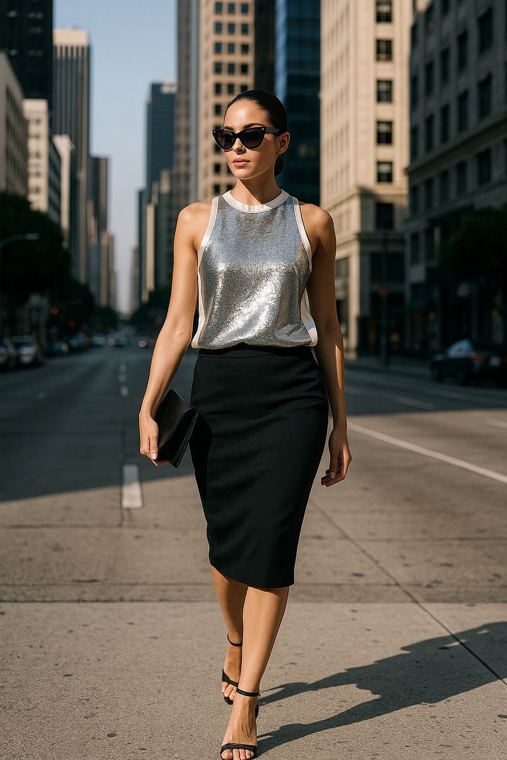 Maje Maje Paris Silver Sequin Top with Satin Sides Size M / US 6-8 / IT 42-44 - 1 Thumbnail