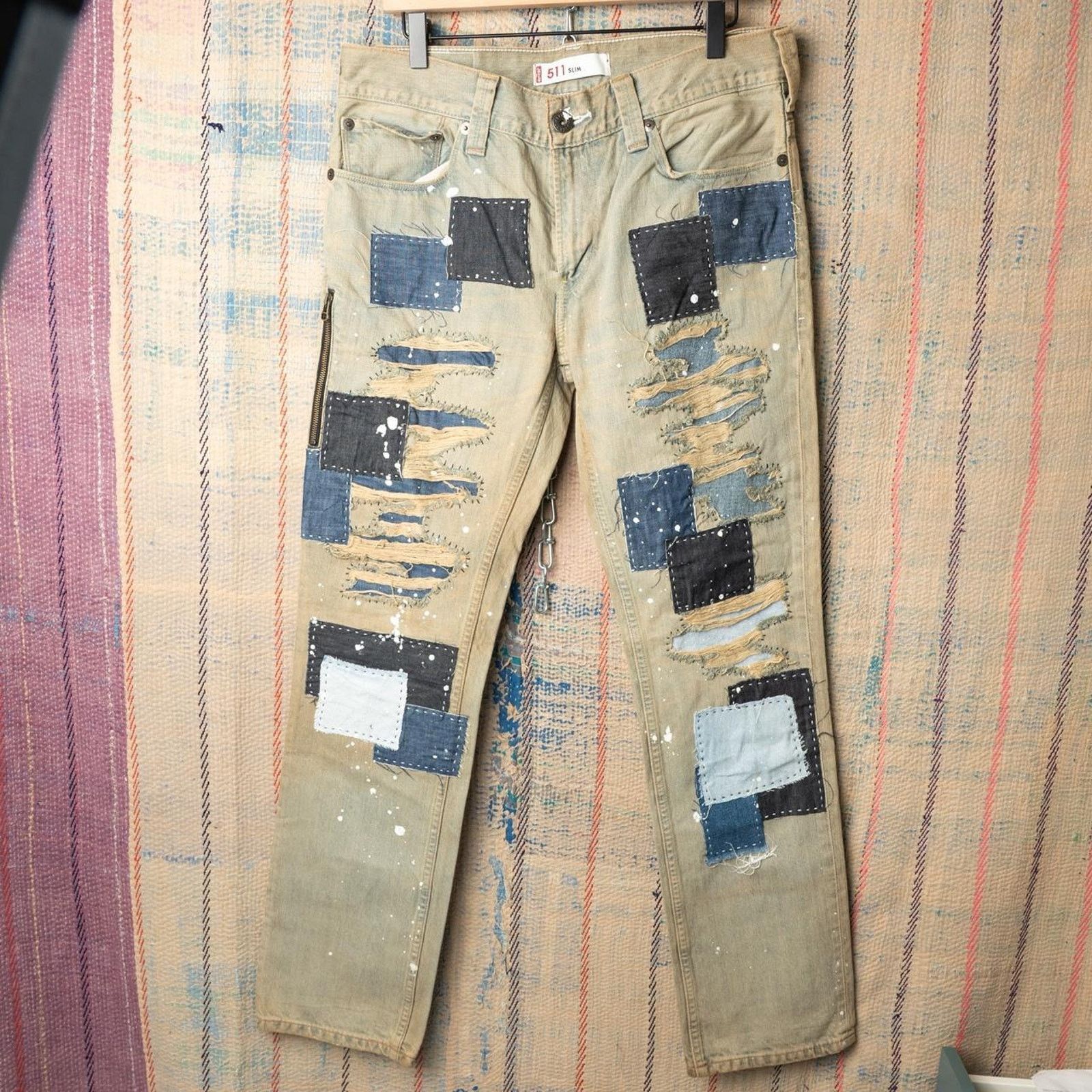 Levi's Custom levis 511 patchwork jeans 34 x 32 Size US 34 / EU 50 - 1 Thumbnail