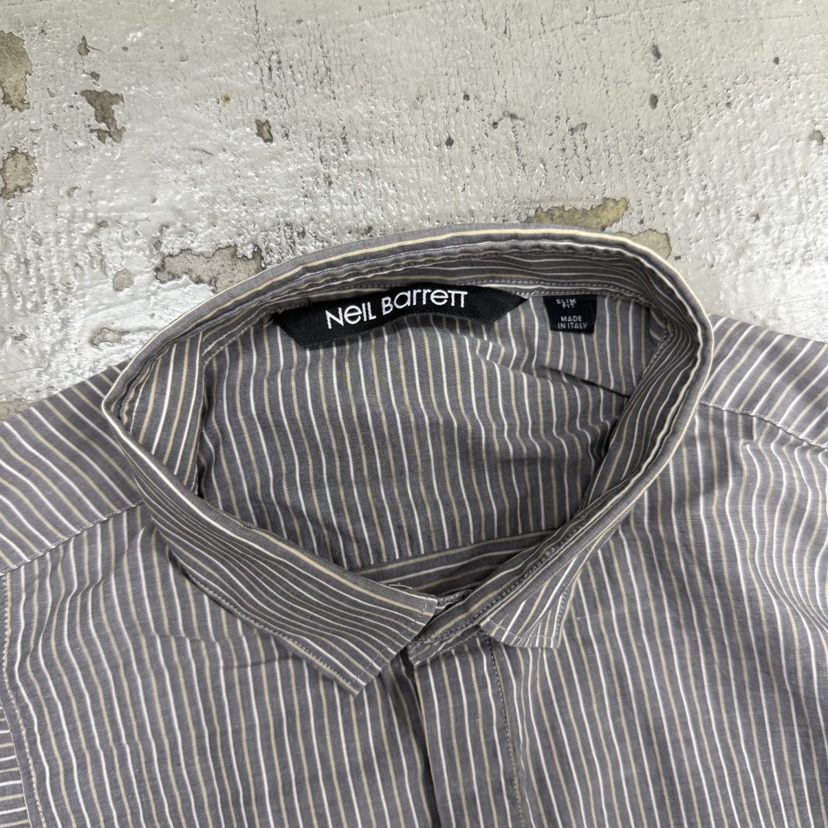 Neil Barrett Neil Barret Dipped Creased Stripe Popeline Shirts Size US XXS / EU 40 - 3 Thumbnail