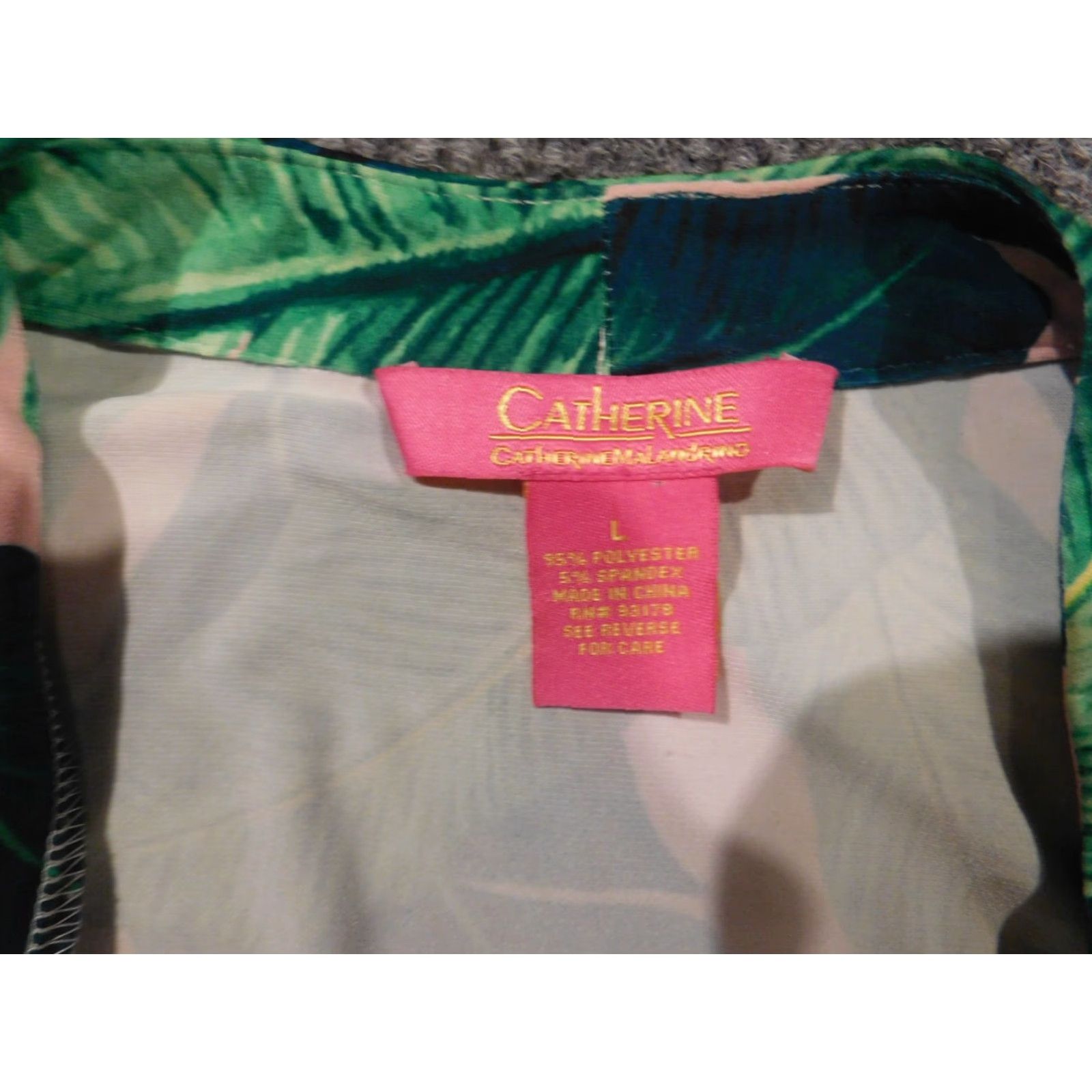 Vintage Catherine Malandrino Womens Blouse L Green Floral Sleeveless Crew Neck Pullover Casual Regular Polyester Artsy Basic style American Womens, Size L Size L / US 10 / IT 46 - 6 Thumbnail
