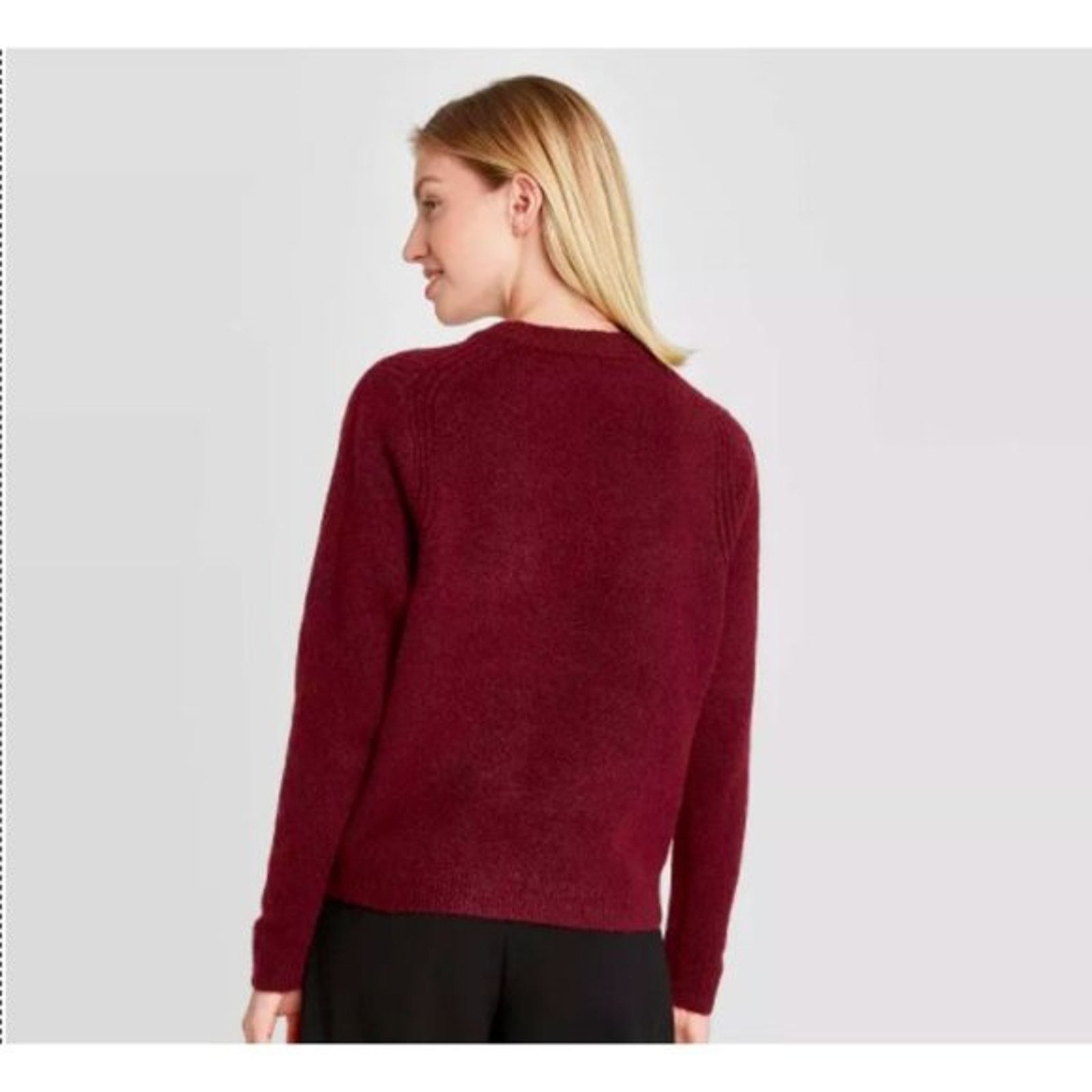 Target Basics A New Day | Burgundy Knit Crewneck Pullover Sweater| Large Size L / US 10 / IT 46 - 5 Thumbnail