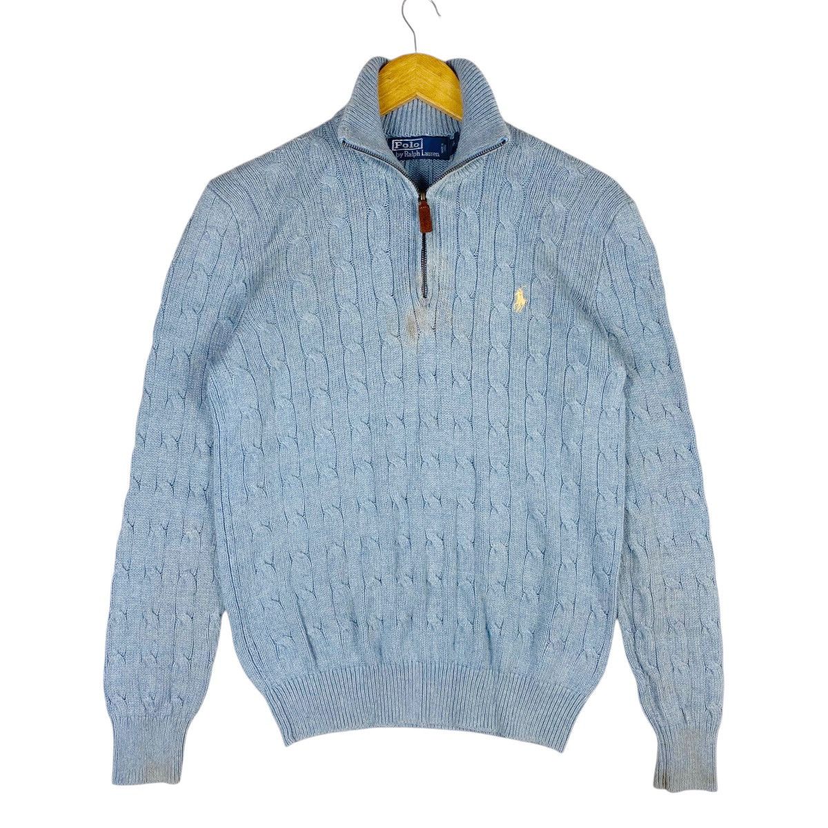Polo Ralph Lauren × Vintage 💥 VTG POLO RALPH LAUREN CABLE KNIT HALFZIP Size US XS / EU 42 / 0 - 1 Thumbnail
