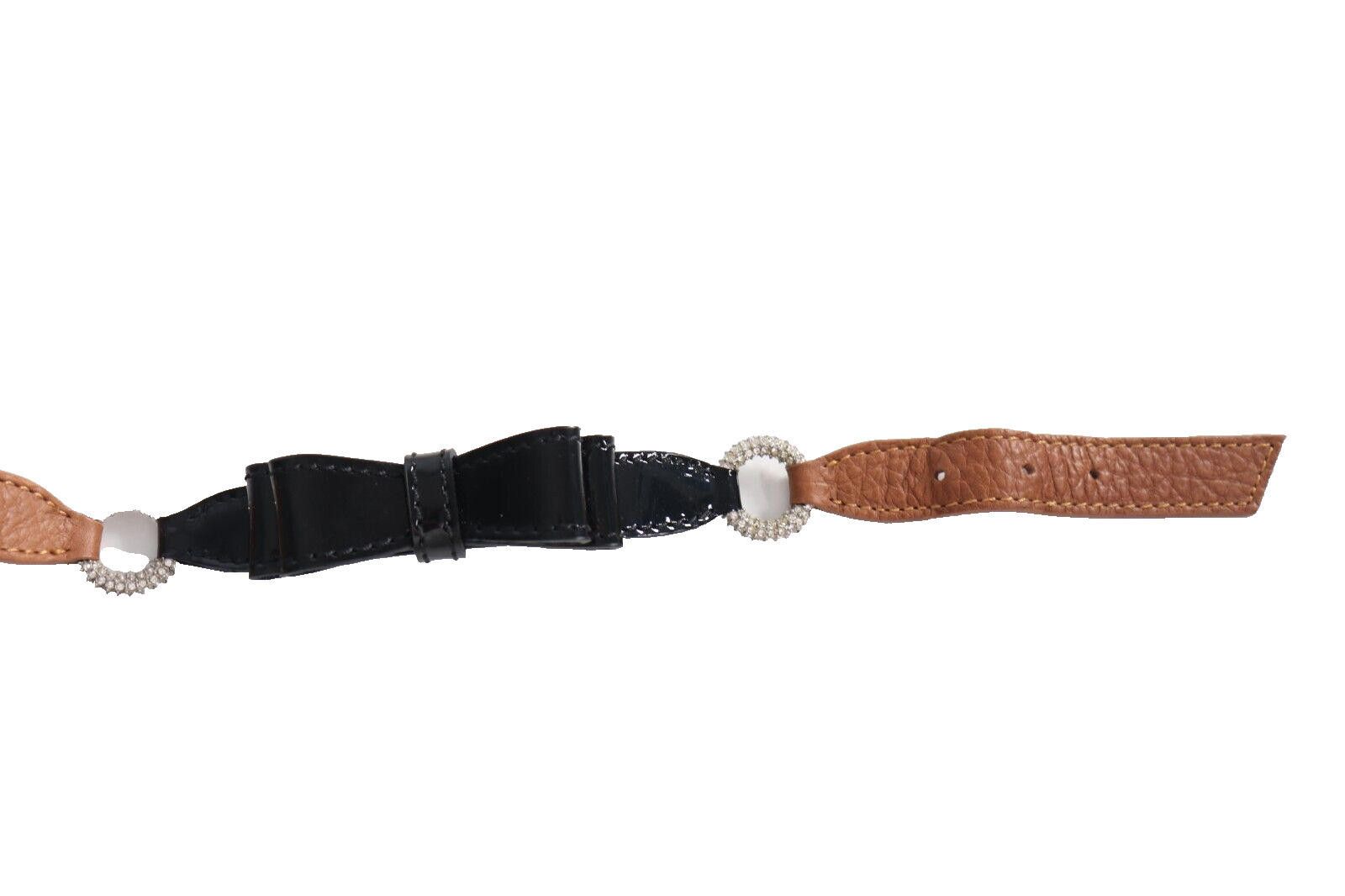 Valentino Valentino Size 32" Brown Black Belt Patent Bow Leather NWT Size ONE SIZE - 4 Thumbnail