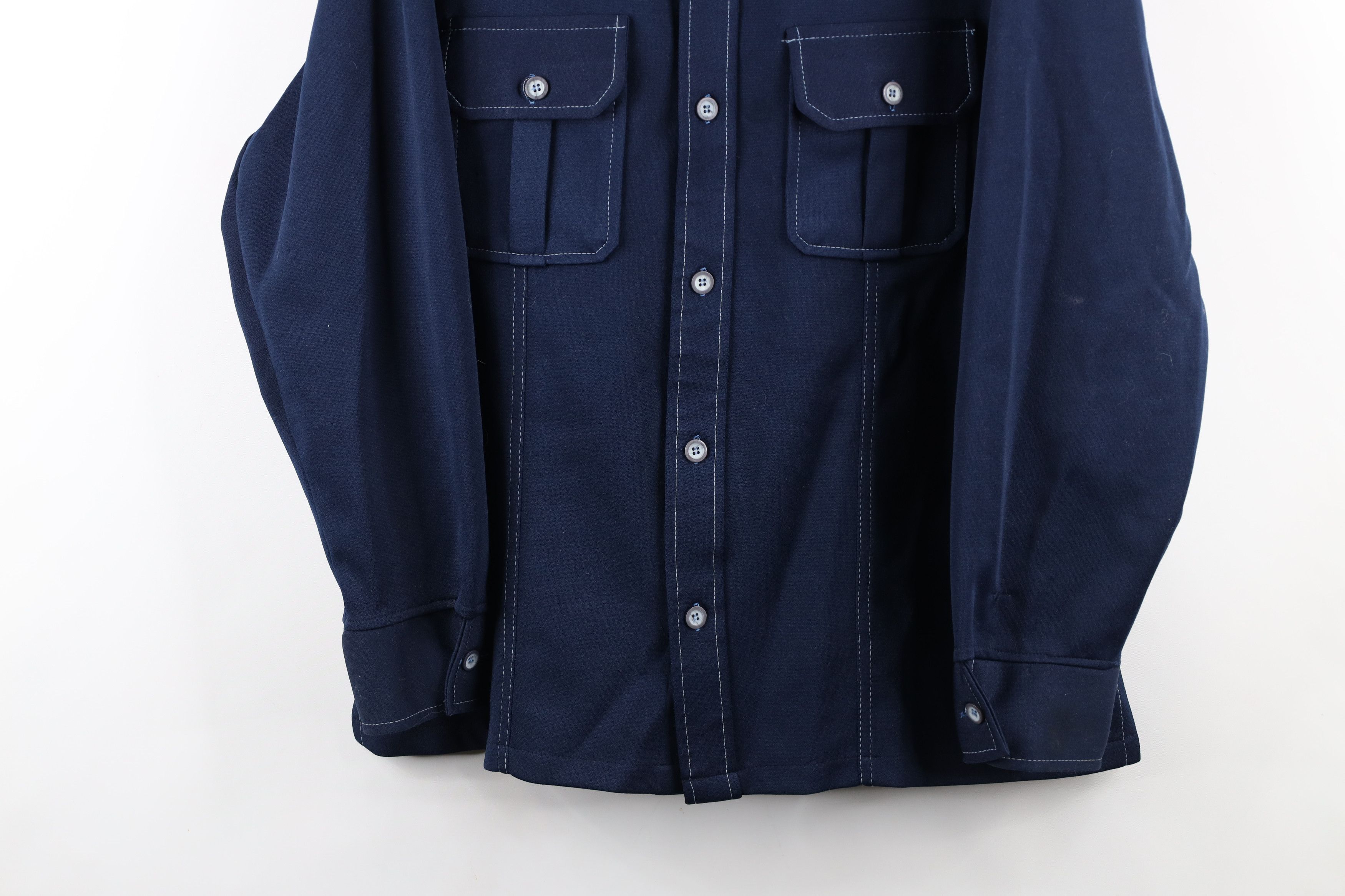 Vintage × Wrangler Vintage 70s Wrangler Knit Button Shirt Jacket Blue USA Size US XL / EU 56 / 4 - 3 Thumbnail