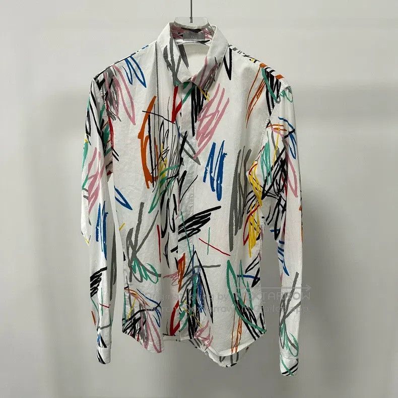 Dior Dior Size 37 15ss colorful graffiti line shirt Size US XXS / EU 40 - 1 Thumbnail