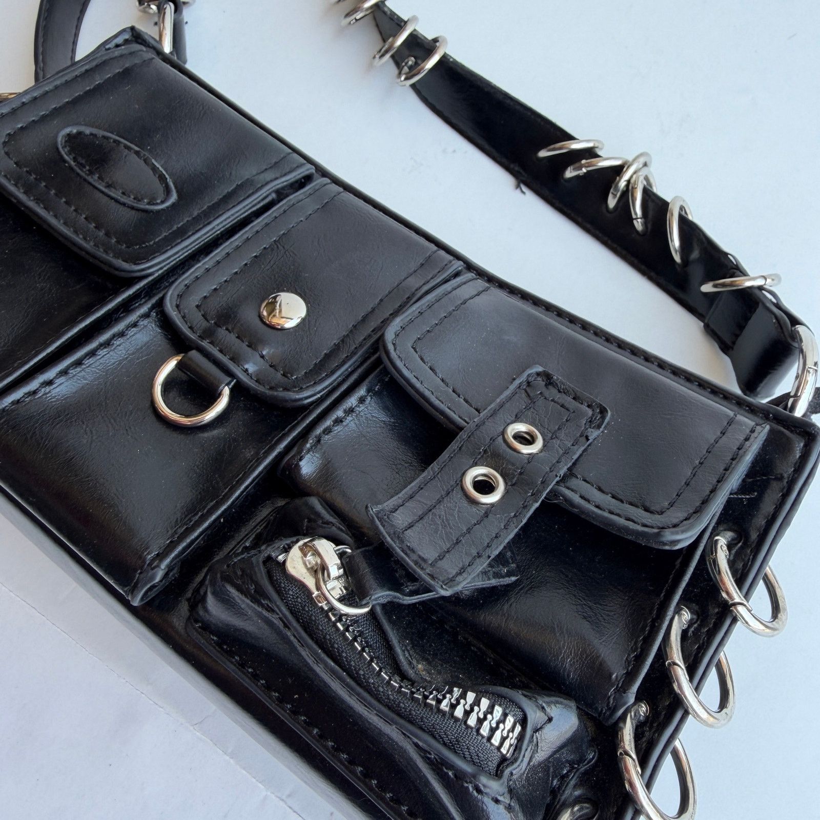 Other Y2K Punk O-Ring Utility Shoulder Bag Goth Cyber Grunge Purse Size ONE SIZE - 2 Thumbnail