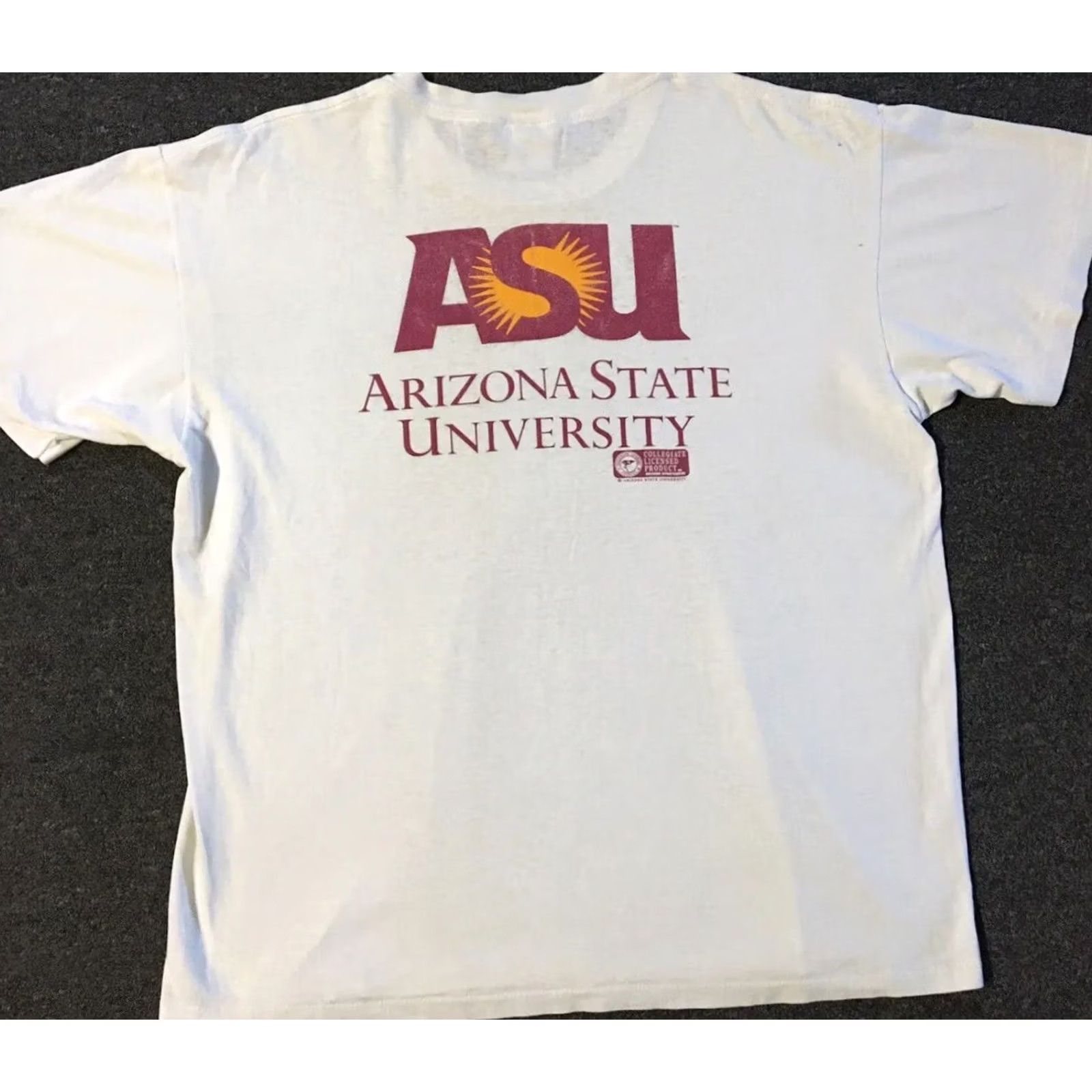 Vintage VINTAGE Arizona State University Shirt L Mens White 90s 80s Distressed Faded Single Stitch Grunge Track & Field Ball Football Sun Devils USA College Size US L / EU 52-54 / 3 - 2 Thumbnail