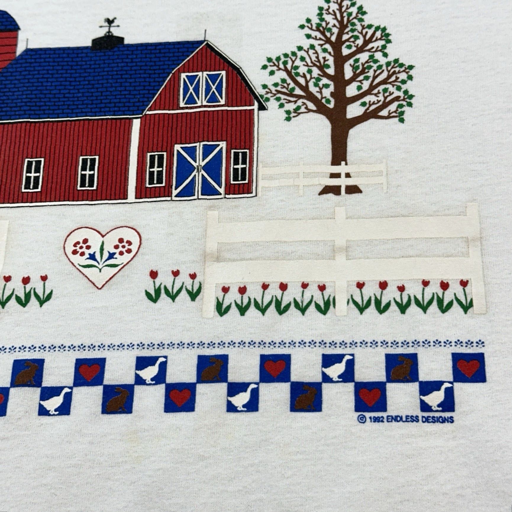 Jerzees VINTAGE Jerzees Shirt Women's XL White Endless Designs Barn House Farm USA Made Size XL / US 12-14 / IT 48-50 - 6 Thumbnail