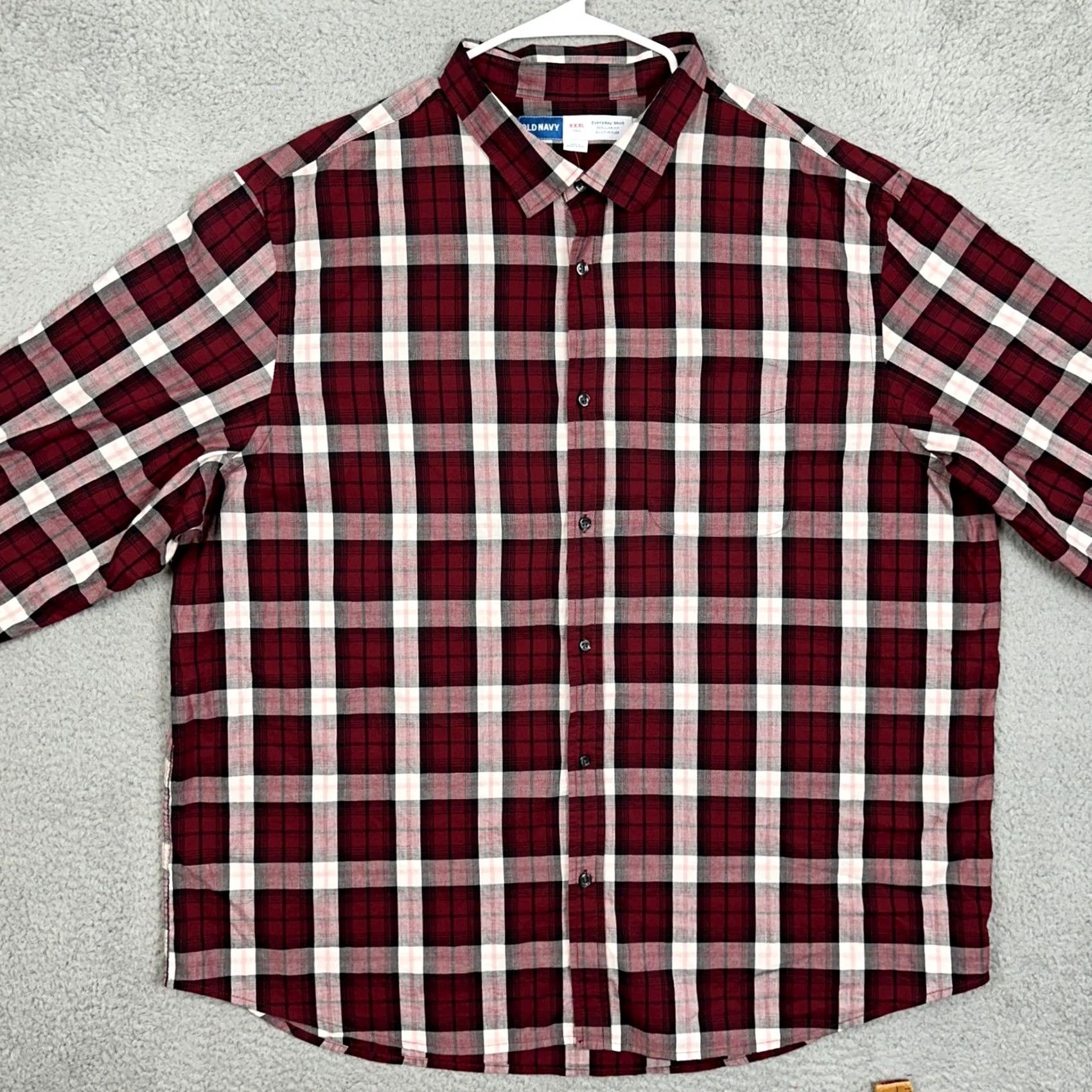Old Navy VINTAGEOLD NAVY Everyday Shirt Mens 3XL Tall Maroon Built In Flex Regular Fit Plaid Size US XXL / EU 58 / 5 - 3 Thumbnail