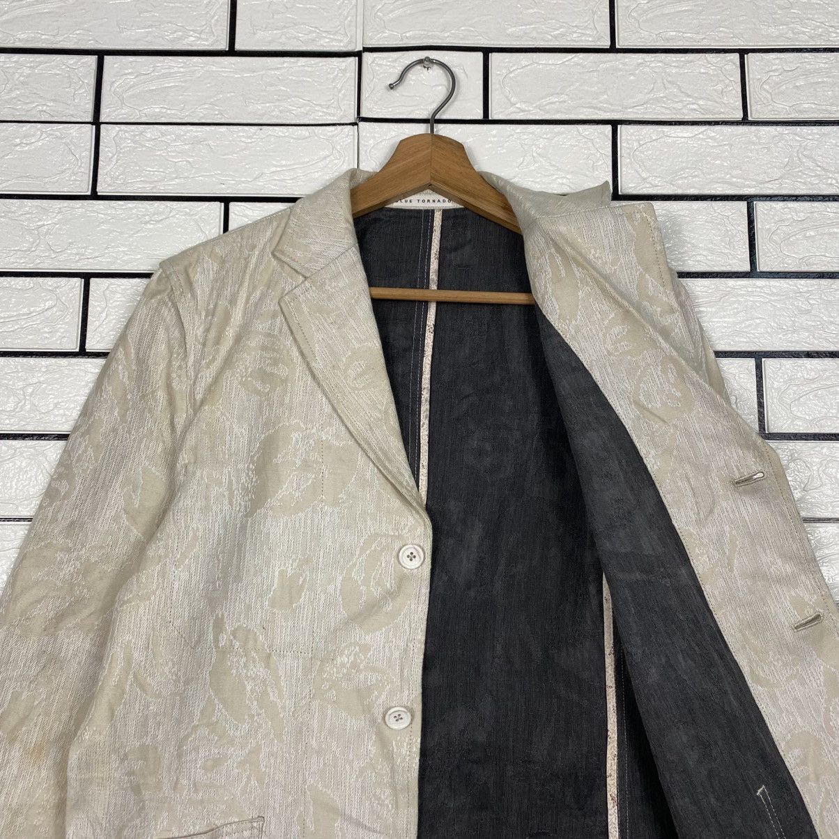 Tornado Mart Vintage Beige Jacquard Floral Pattern Jacket Tornado Size US L / EU 52-54 / 3 - 13 Thumbnail