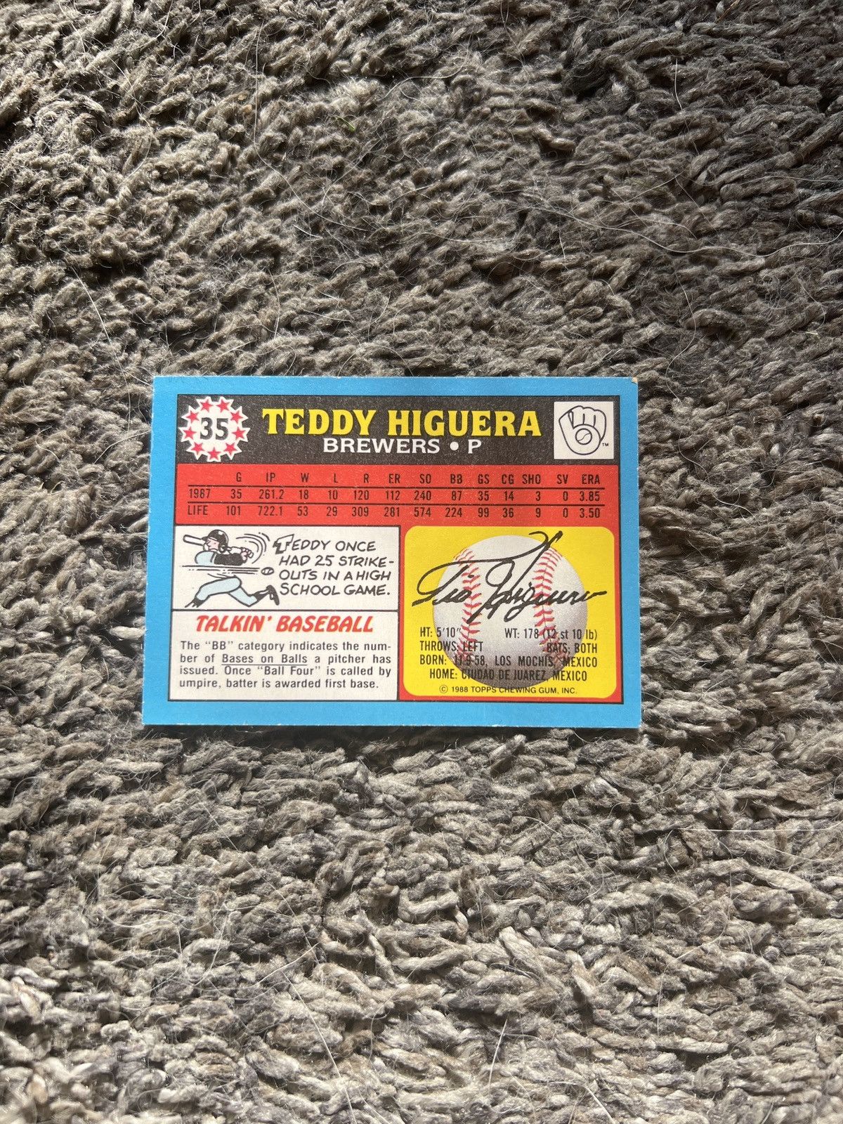 MLB 1988 Topps #35 Teddy Higuera Card Size ONE SIZE - 2 Thumbnail