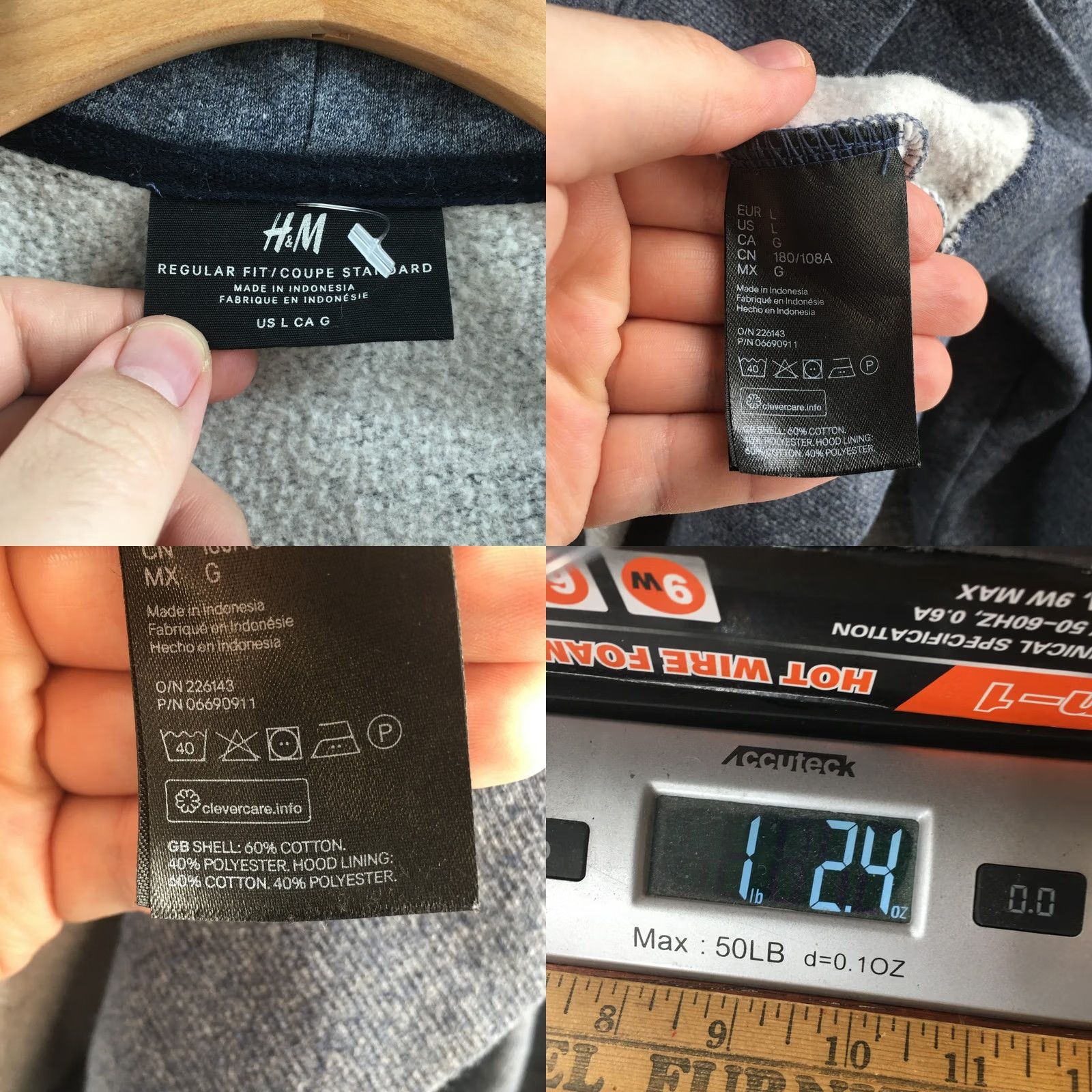H&M H&M Regular Fit Hooded Jacket Mens L Gray Long Sleeve Full Zip Pockets Casual Size US L / EU 52-54 / 3 - 9 Thumbnail