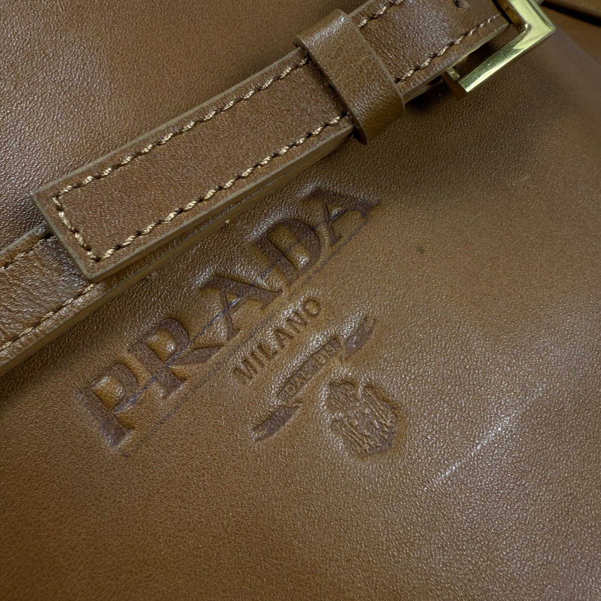 Prada PRADA Camel Leather Logo Belted Knee-High Riding Boots Size US 9 / IT 39 - 5 Thumbnail