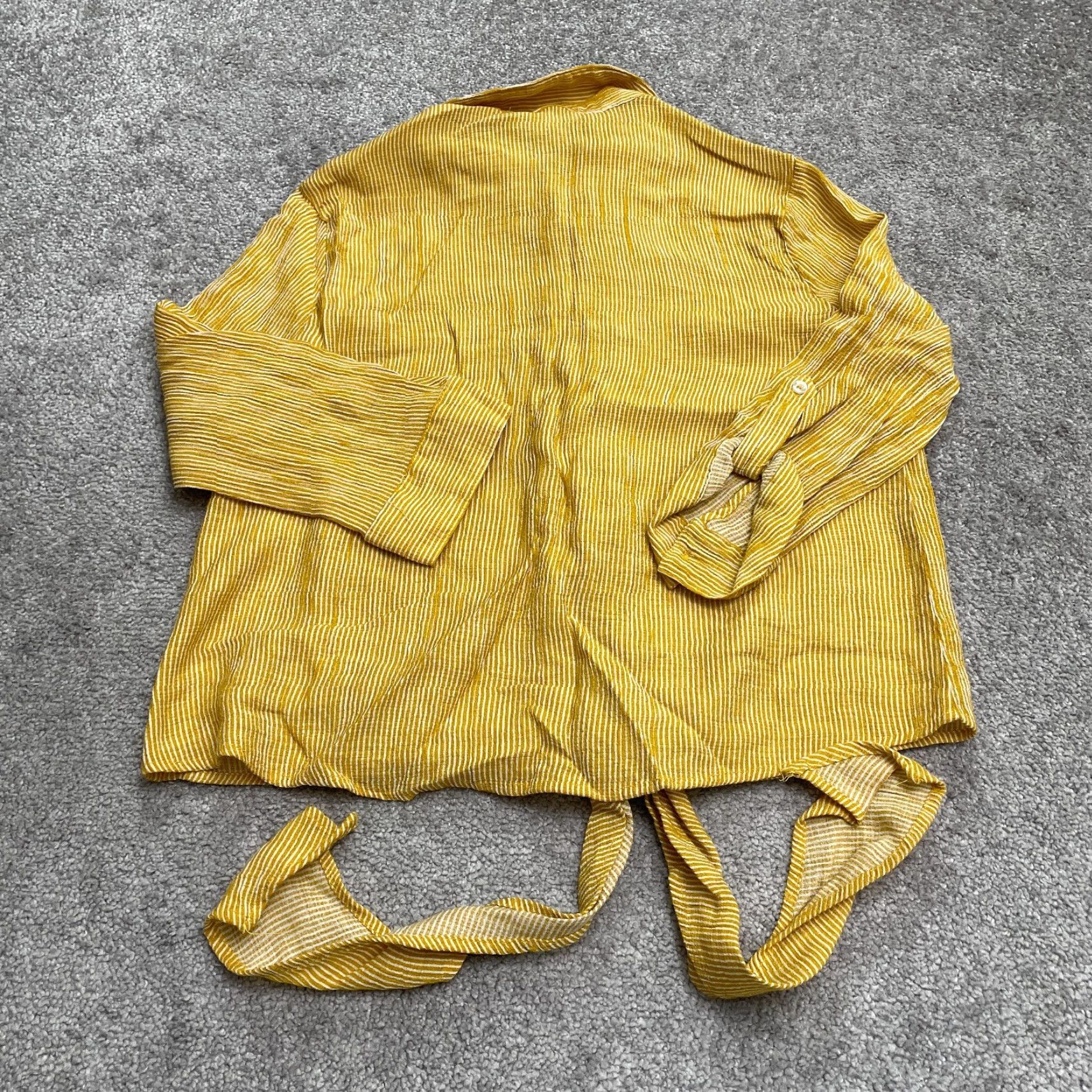 Vintage Sweet Wanderer Shirt Womens XL Yellow White Striped Button-Up Casual Size XL / US 12-14 / IT 48-50 - 2 Thumbnail