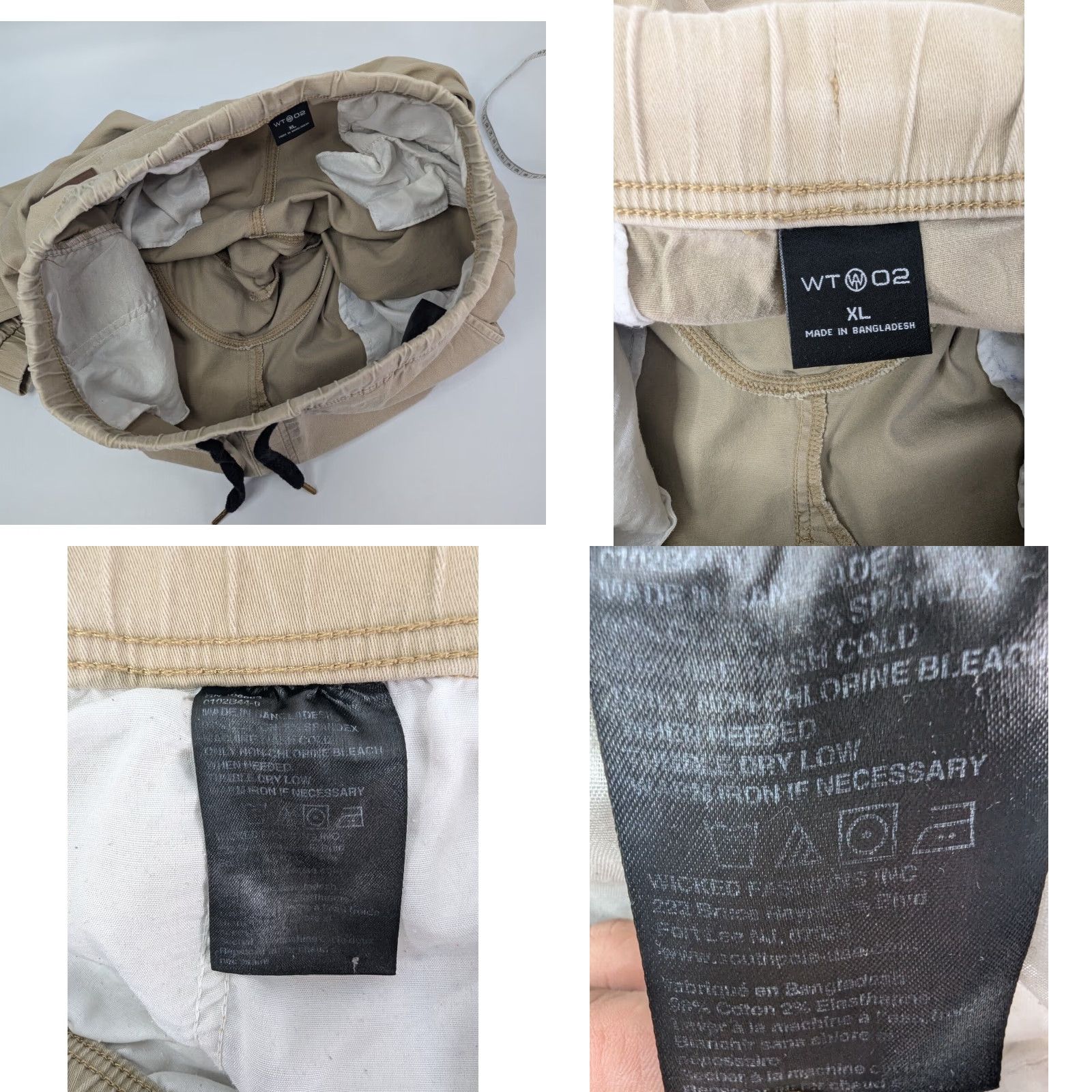 Vintage WT02 Jogger Pants Men XL Beige Khaki Elastic Drawstring Straight Inseam 30in Front Flat Front Cotton Blend Slashed Pocket Casual Workwear Vintage No Size US 36 / EU 52 - 9 Thumbnail