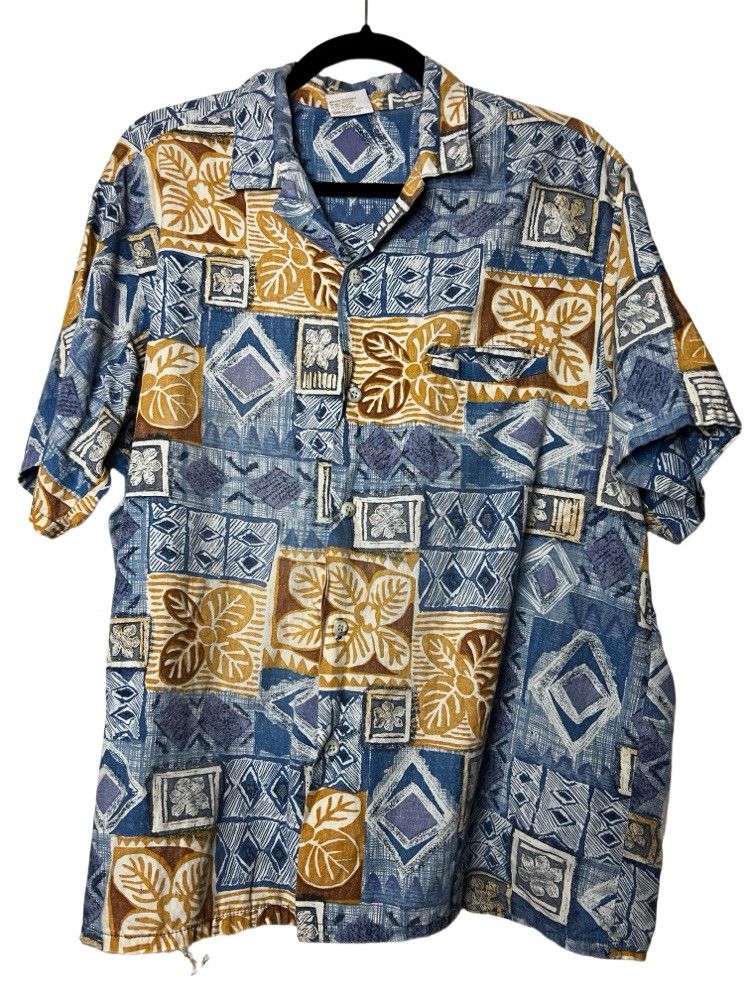 Vintage Vntg 70s Hawaiian Aloha Shirt: Barefoot in Paradise Abstract Size US L / EU 52-54 / 3 - 1 Thumbnail