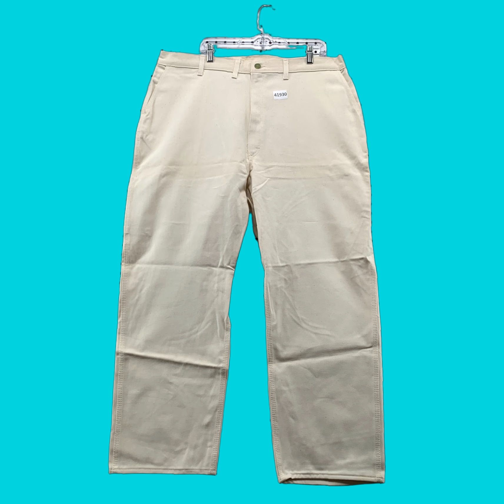 Vintage Vintage OshKosh B’Gosh Carpenter Pants Mens Size 42x30 Beige Workwear Canvas Straight Fit 90s Size US 42 / EU 58 - 1 Thumbnail