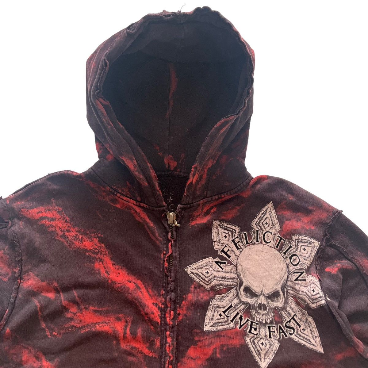Affliction × Vintage Affliction Skull Cross Wing Zip Up Grunge Cyber Y2K Hooded Size US L / EU 52-54 / 3 - 3 Thumbnail
